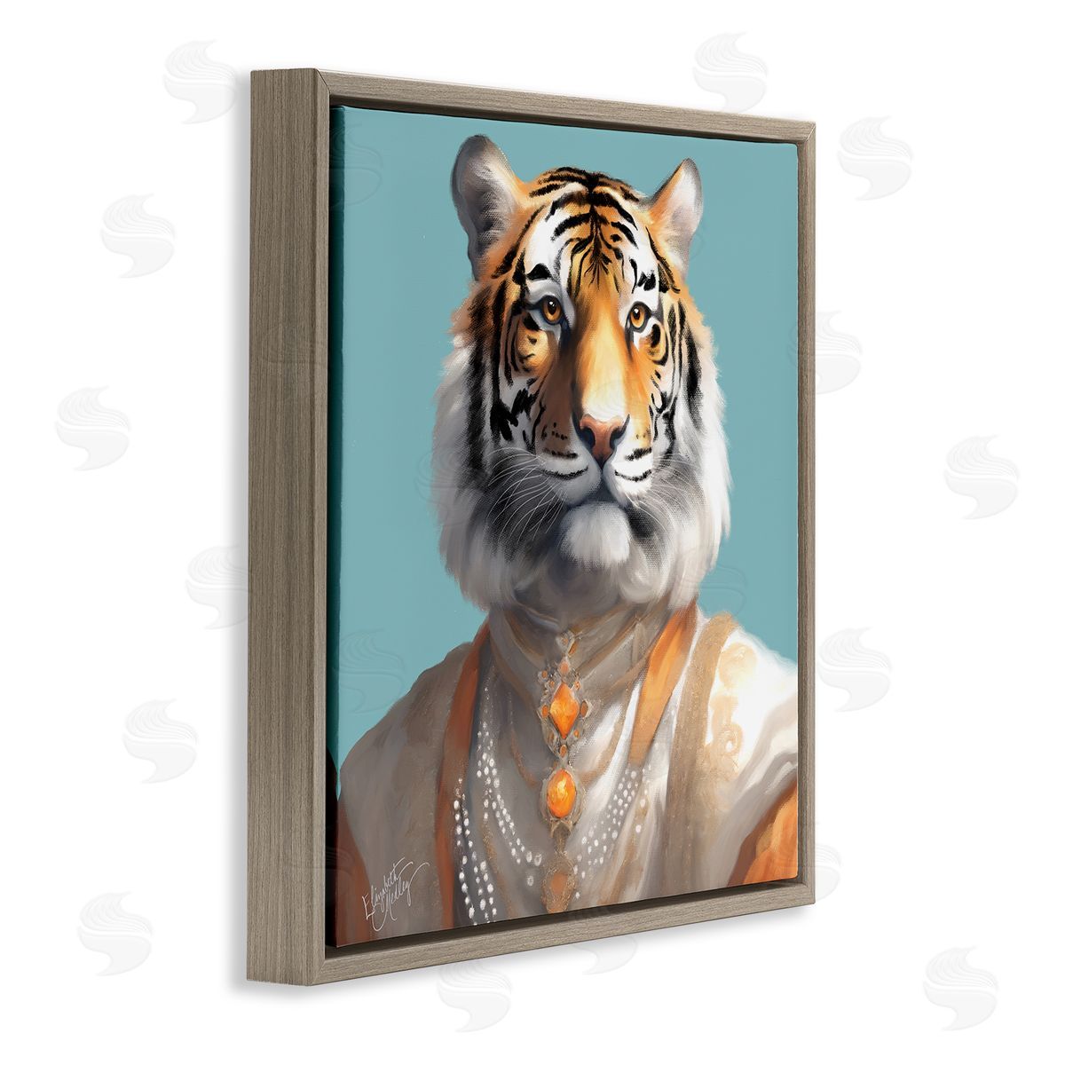 Elizabeth Medley Sir Prince Tiger Brown Floating Frame Canvas Wall Art Print