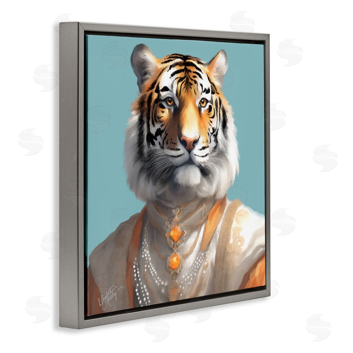 Elizabeth Medley Sir Prince Tiger Gray Floating Frame Canvas Wall Art Print