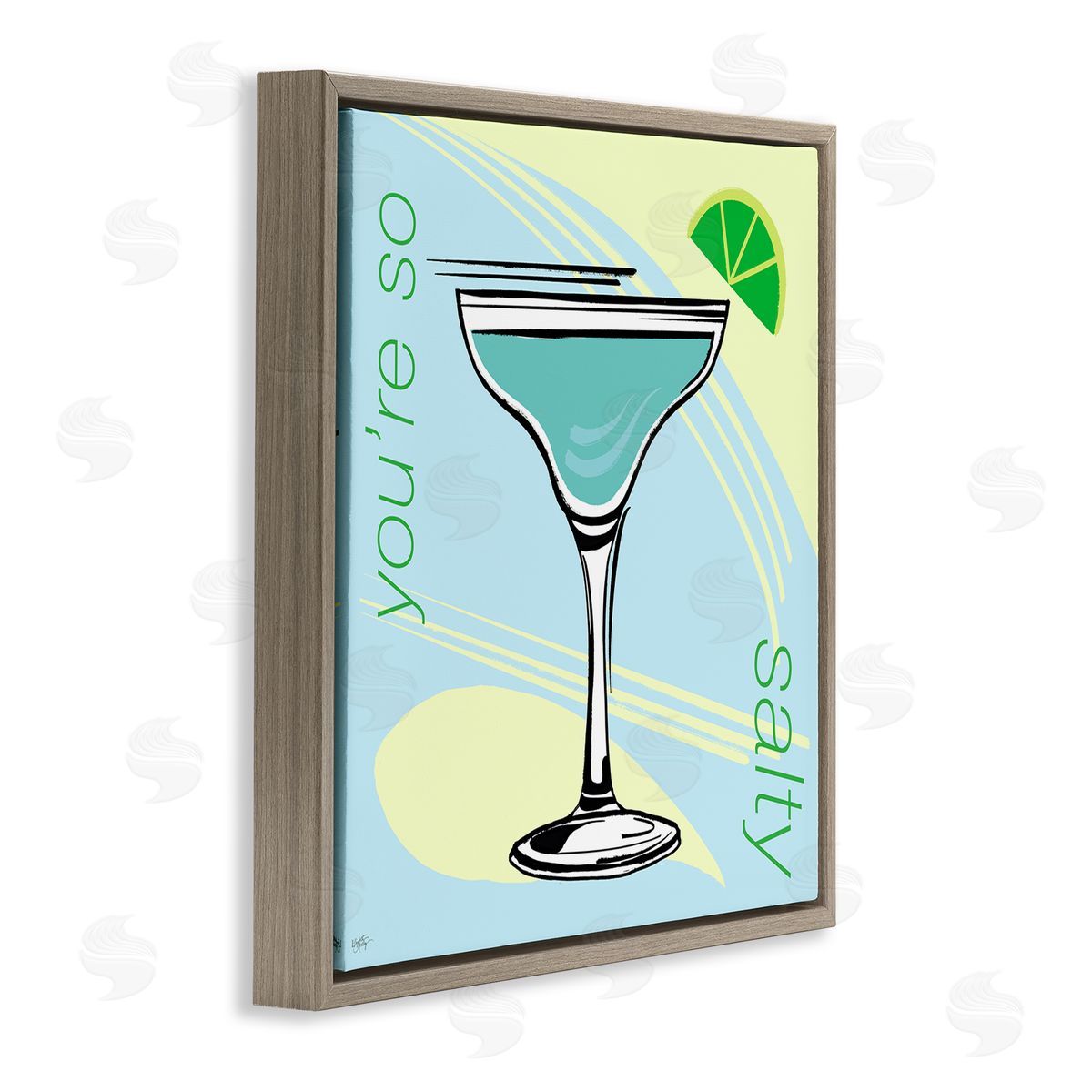 Elizabeth Medley You're So Salty Cocktail Brown Floating Frame Canvas Wall Art Print