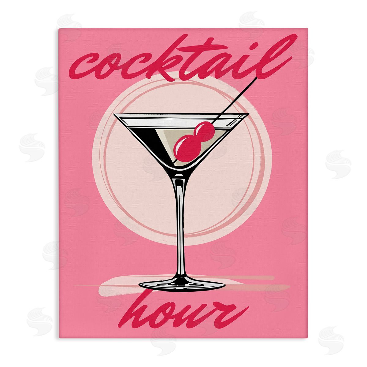 Elizabeth Medley Cocktail Hour on Pink Canvas Wall Art Print