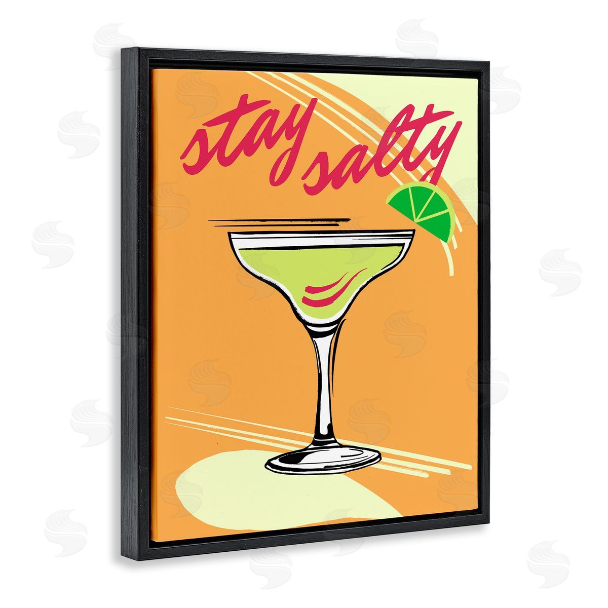 Elizabeth Medley Stay Salty Margarita Black Floating Frame Canvas Wall Art Print