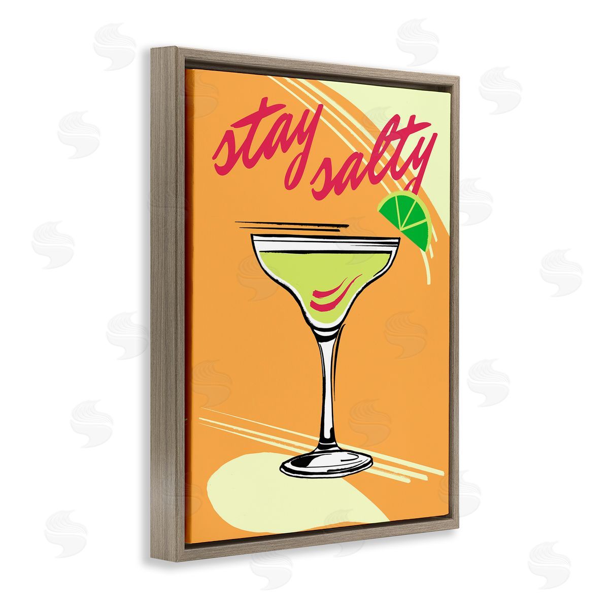 Elizabeth Medley Stay Salty Margarita Brown Floating Frame Canvas Wall Art Print