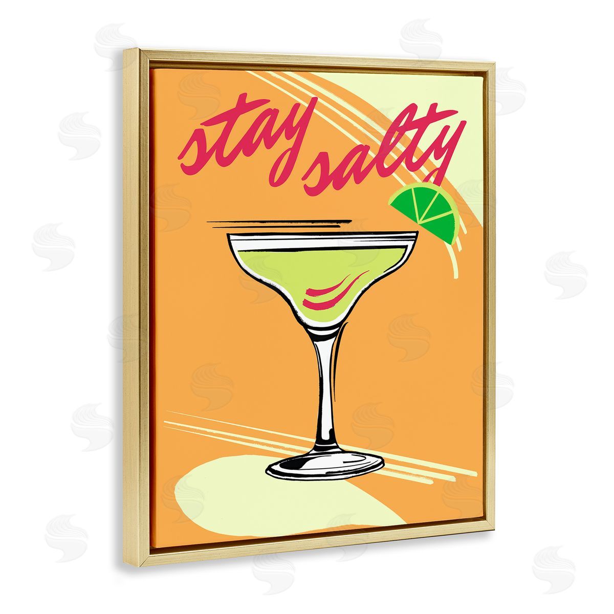 Elizabeth Medley Stay Salty Margarita Gold Floating Frame Canvas Wall Art Print