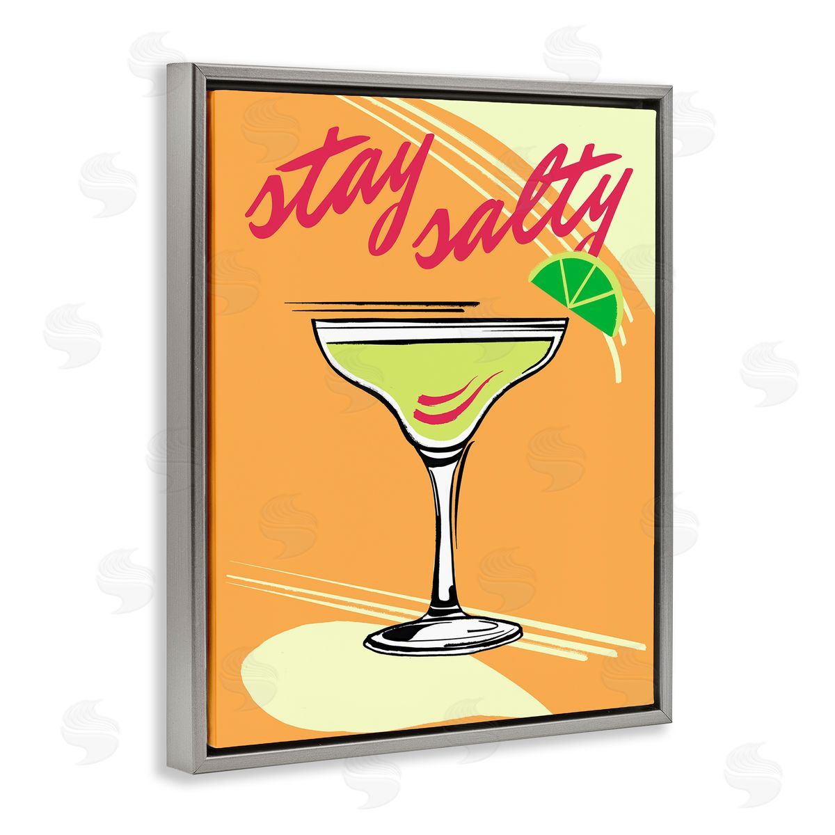 Elizabeth Medley Stay Salty Margarita Gray Floating Frame Canvas Wall Art Print