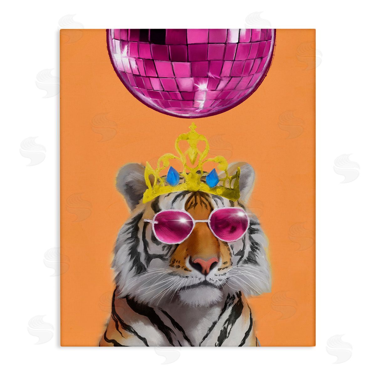 Elizabeth Medley Disco Tiger with Crown Canvas Wall Art Print