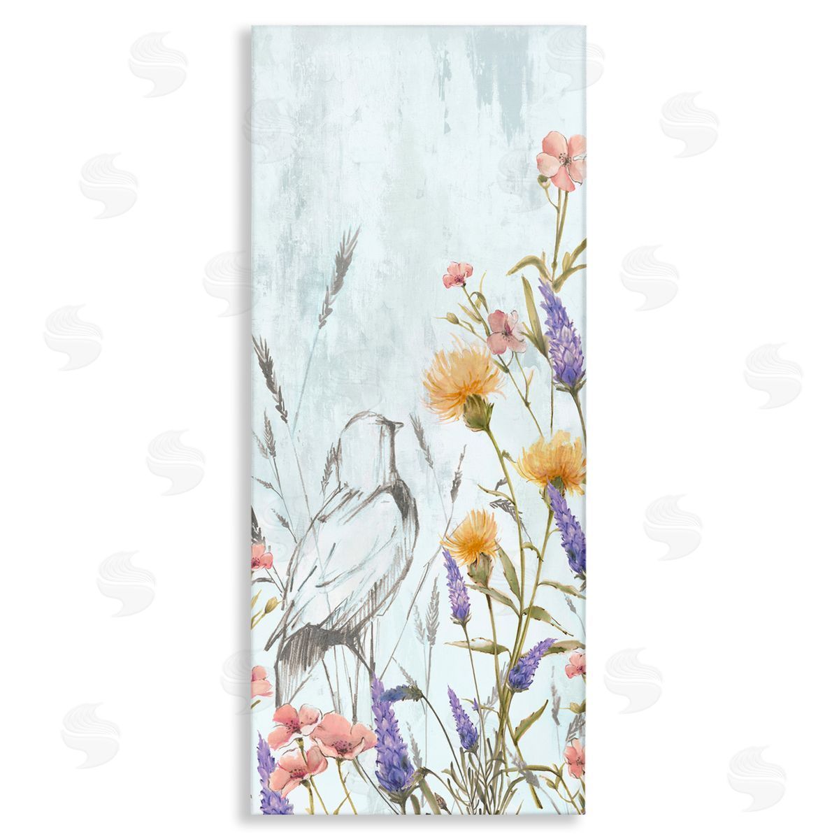 Alex Black Bird Outline with Wildflowers