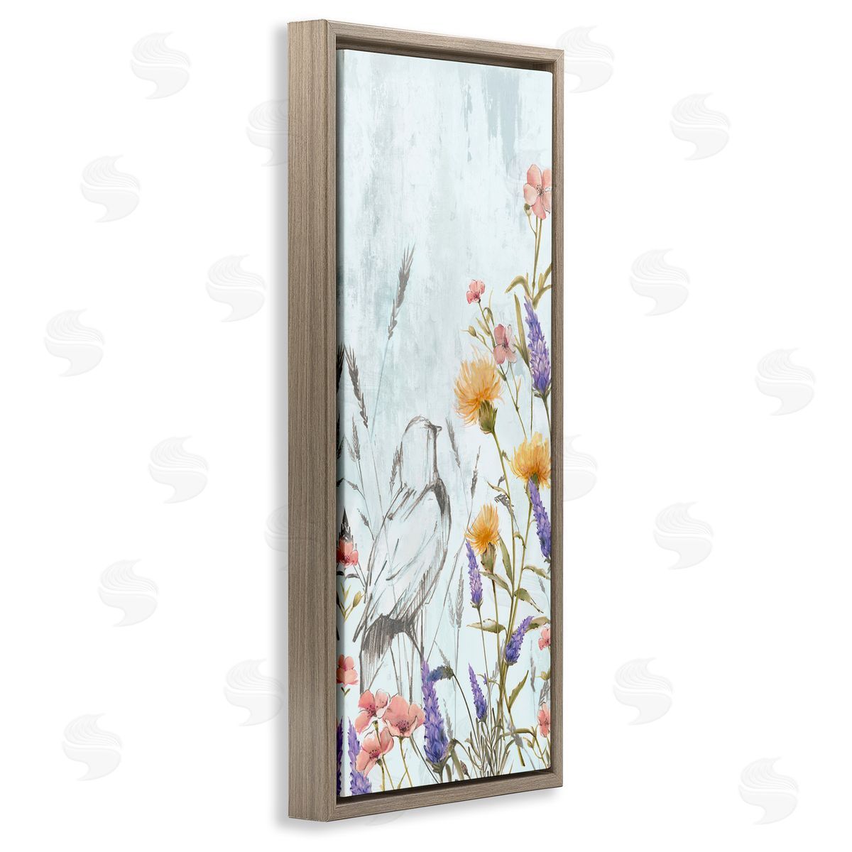 Alex Black Bird Outline with Wildflowers