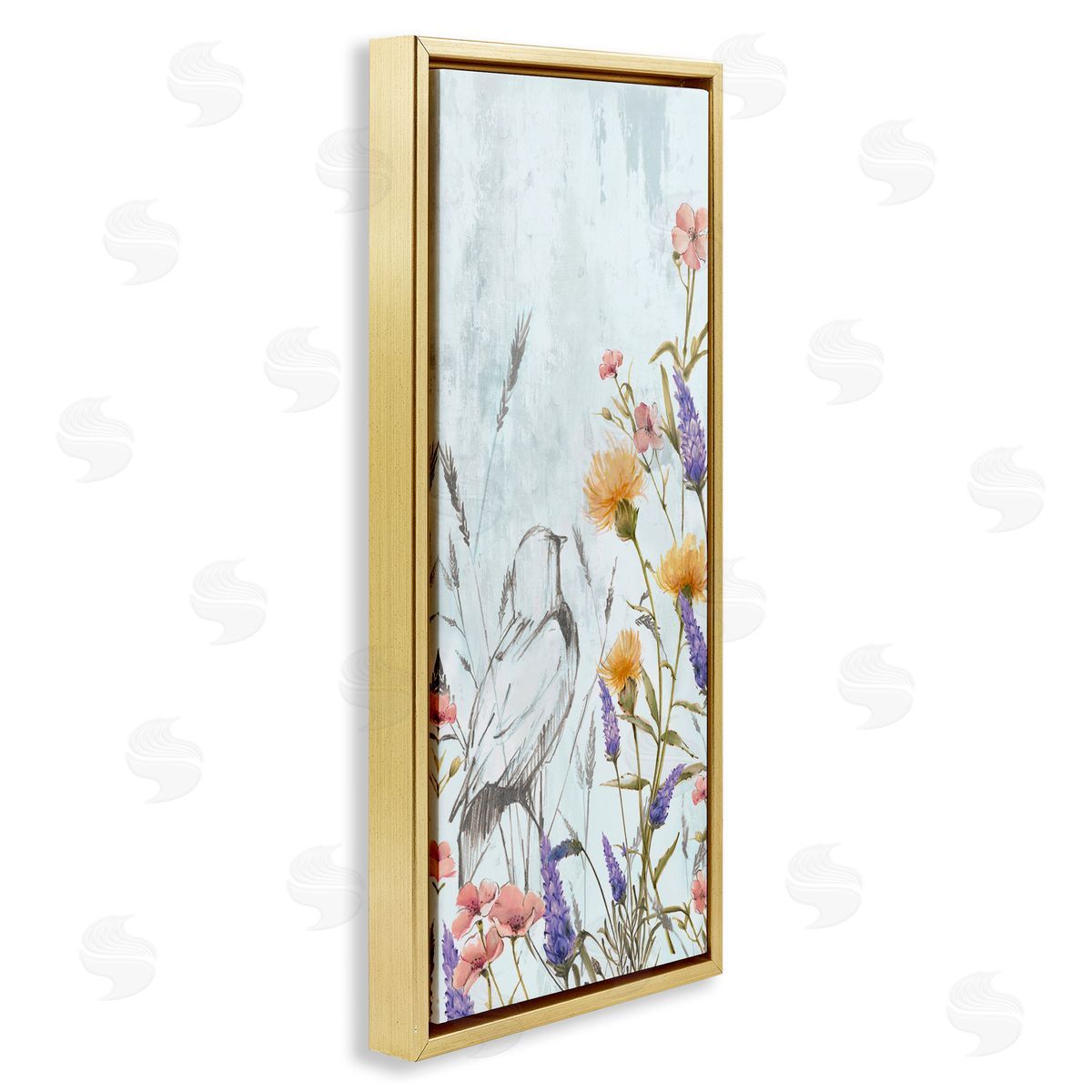 Alex Black Bird Outline with Wildflowers