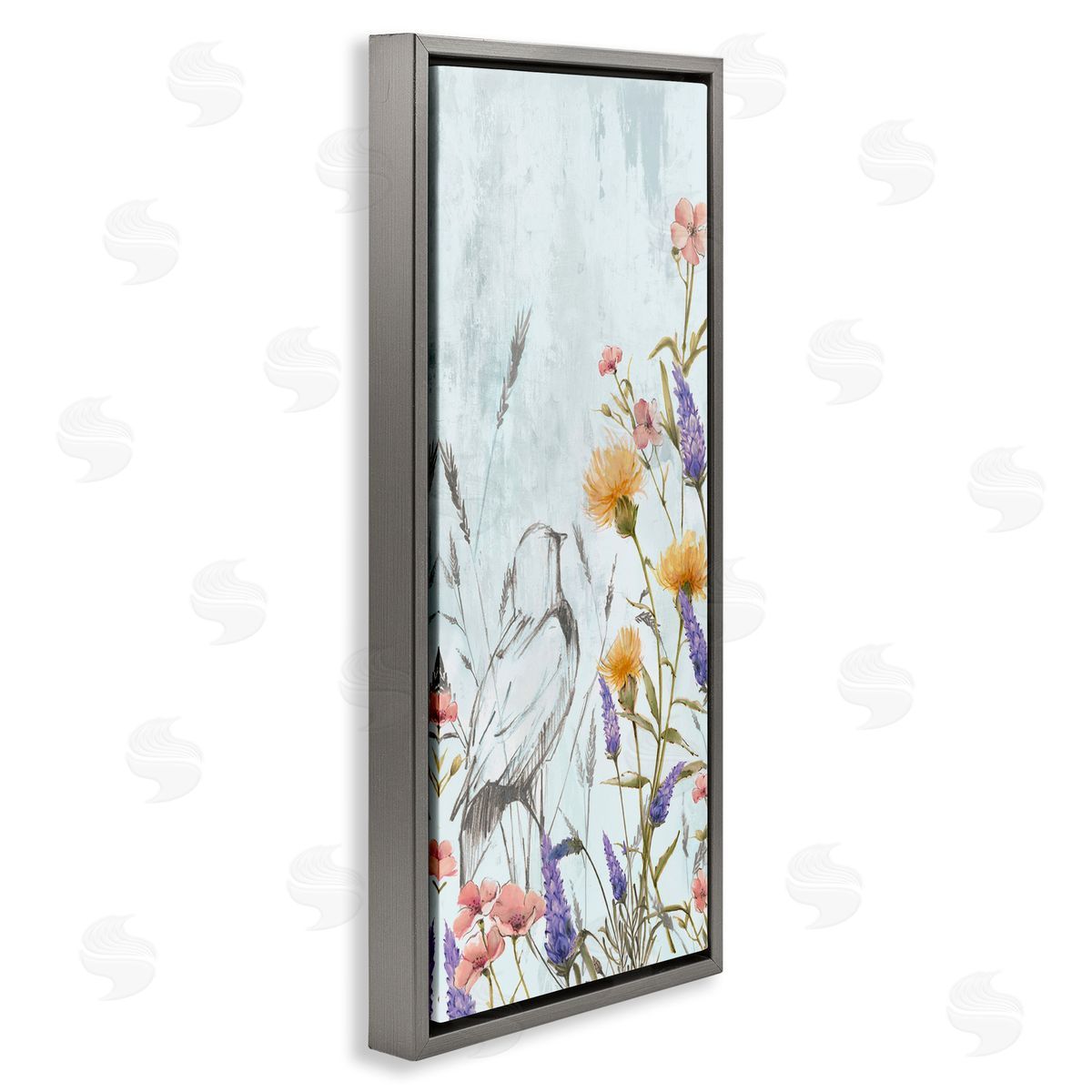 Alex Black Bird Outline with Wildflowers