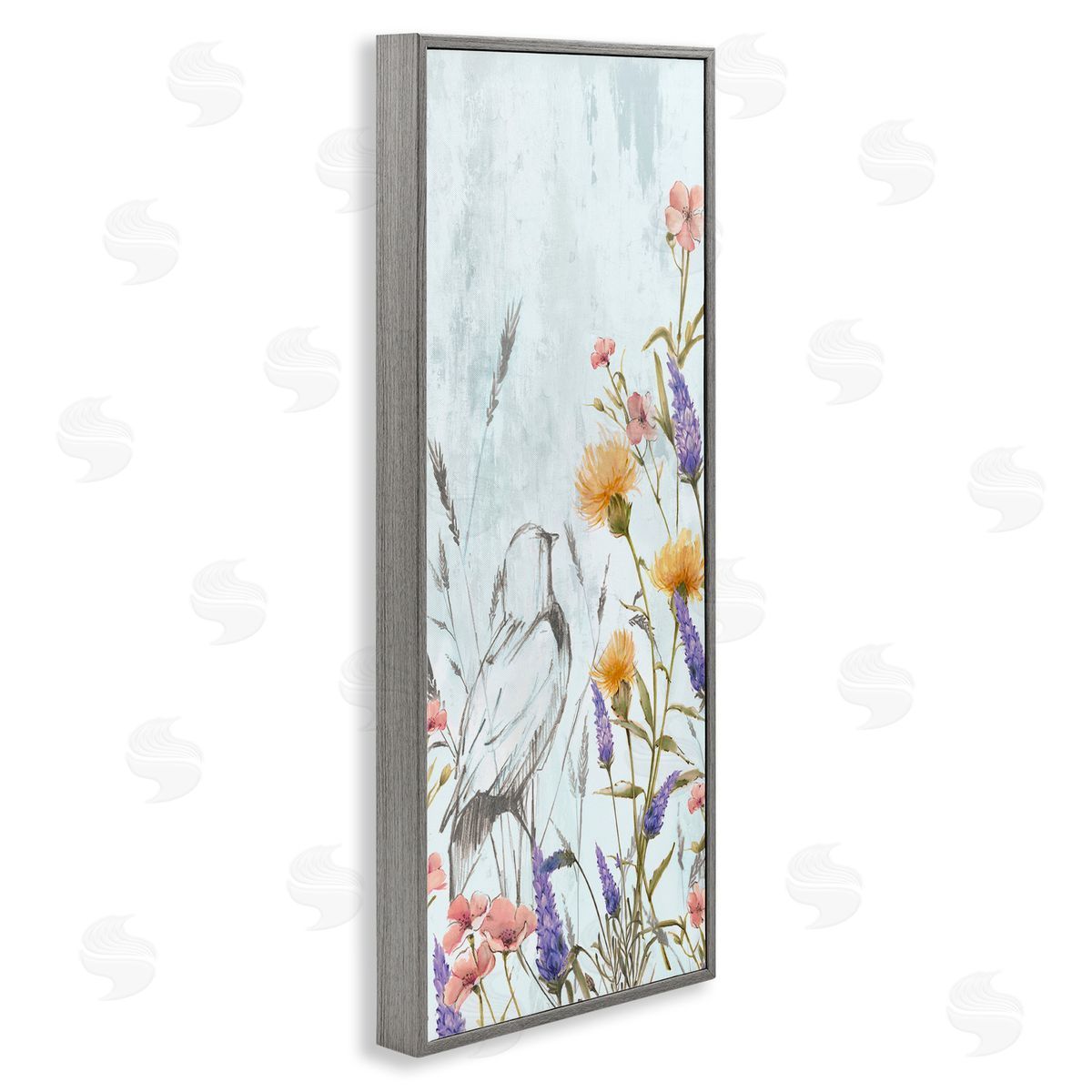 Alex Black Bird Outline with Wildflowers