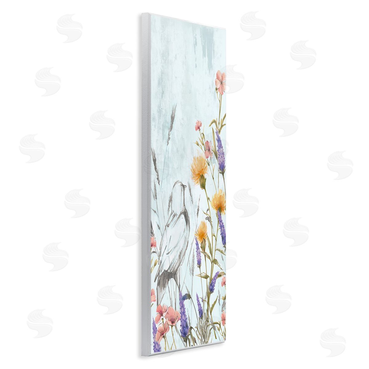 Alex Black Bird Outline with Wildflowers