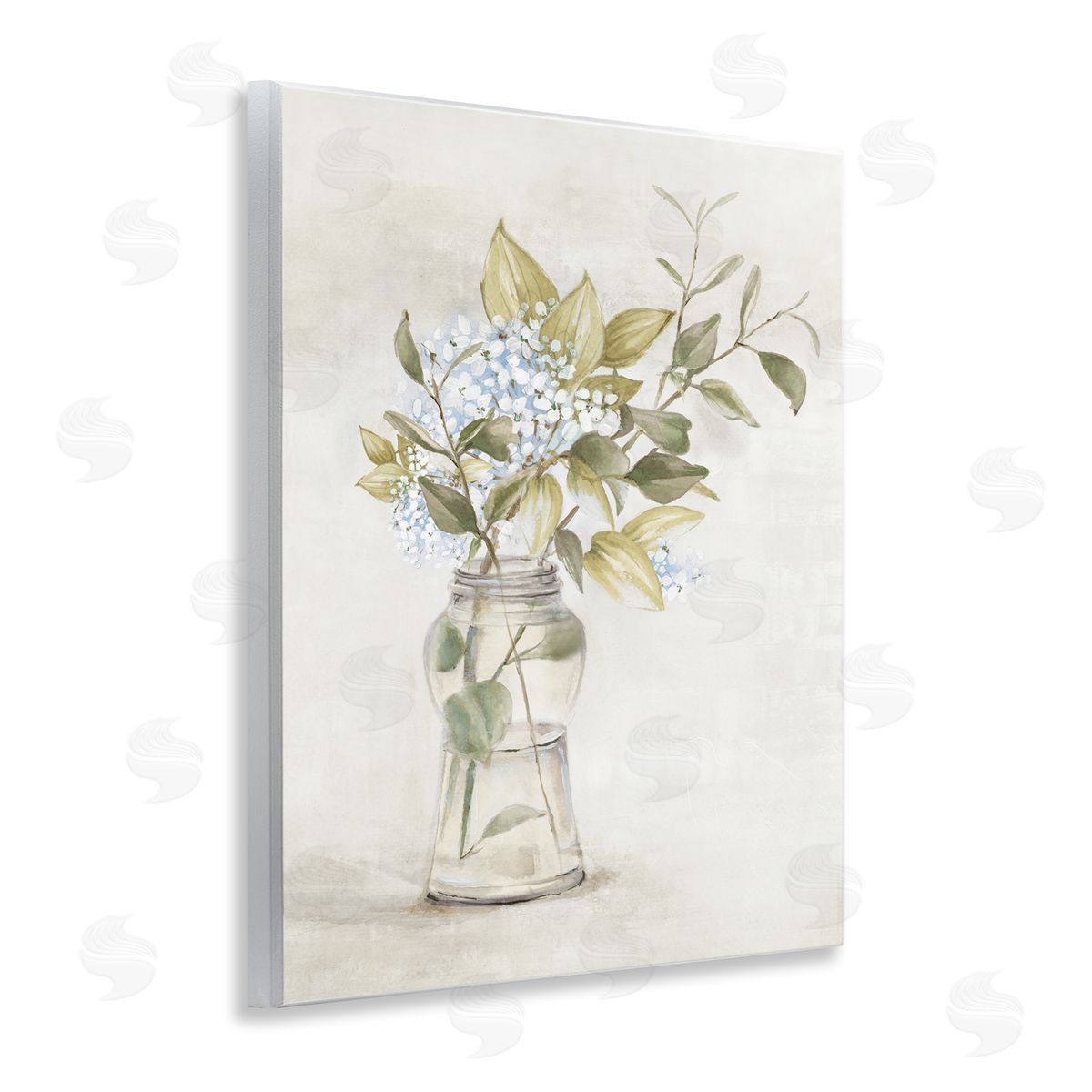 Alex Black Soft Cottage Blooms Vase Wooden Wall Plaque Art Print