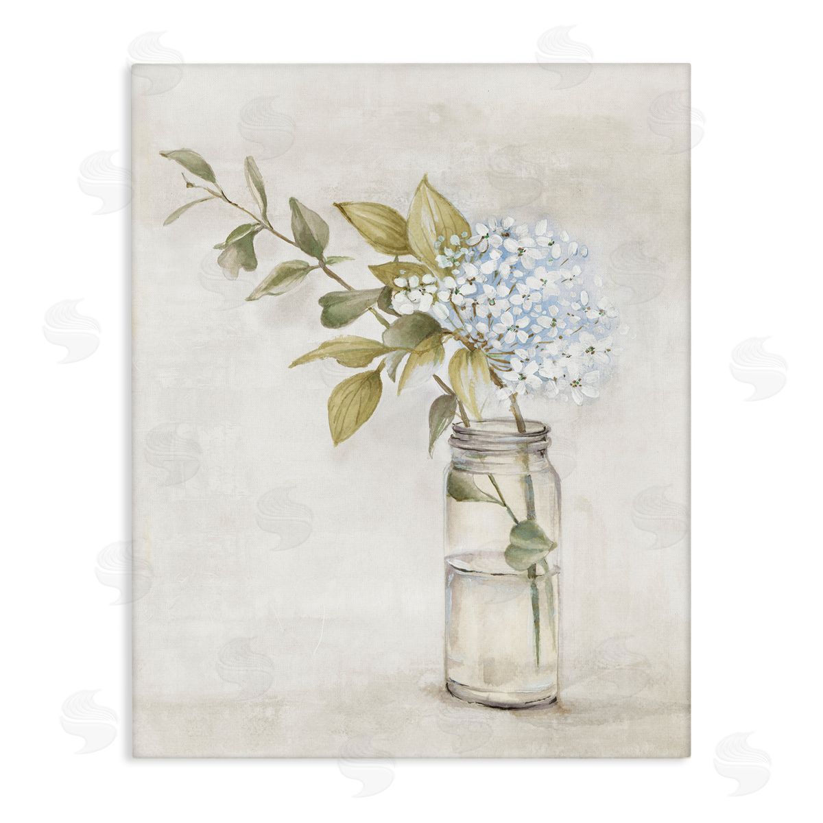 Alex Black Cottage Blooms in Jar Canvas Wall Art Print