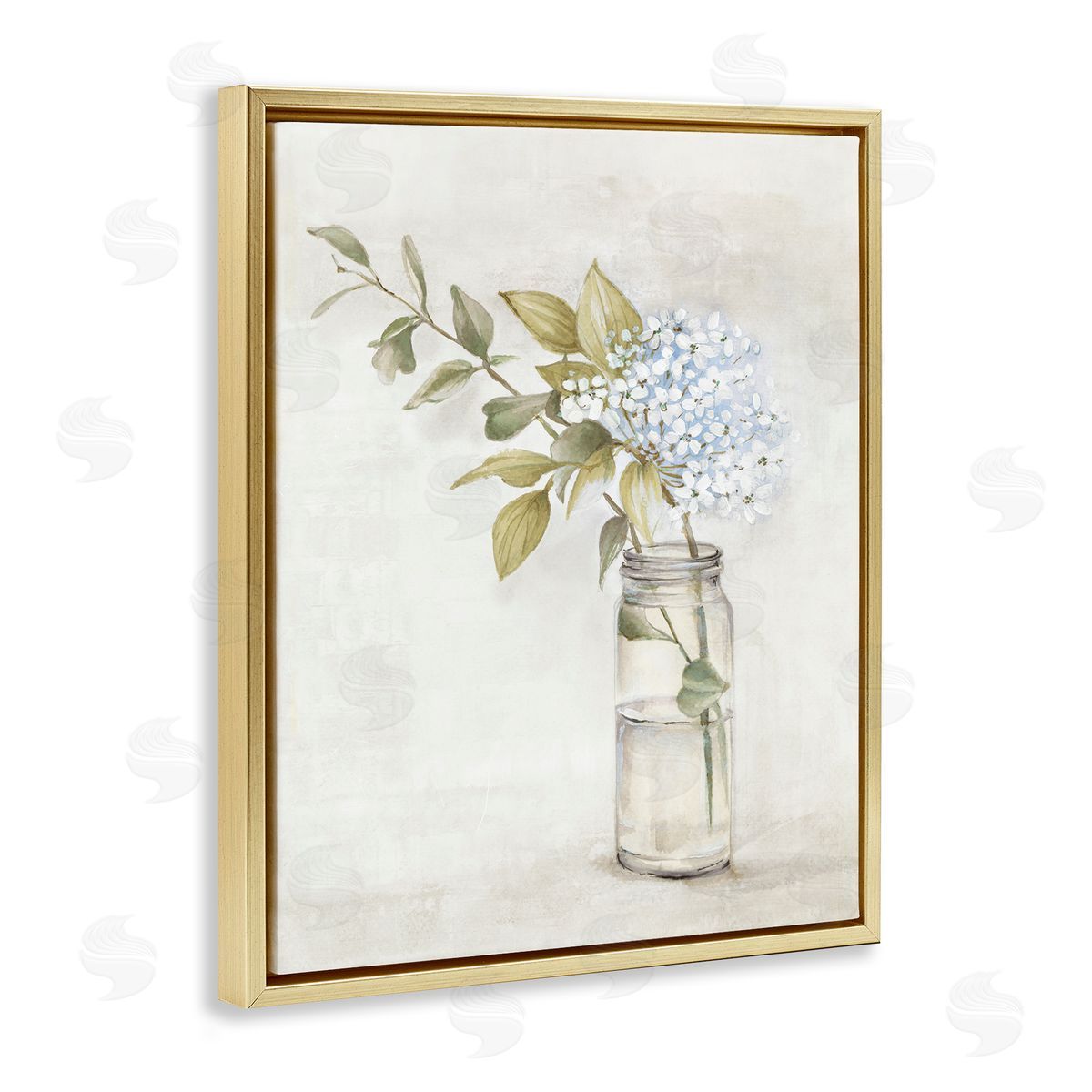 Alex Black Cottage Blooms in Jar Gold Floating Frame Canvas Wall Art Print