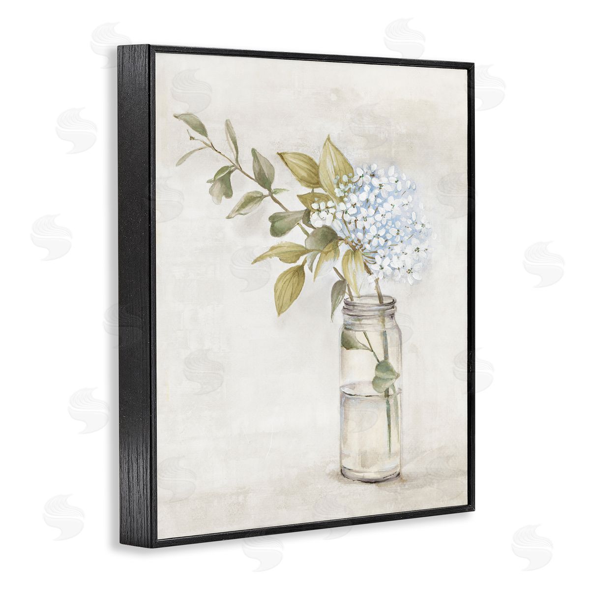 Alex Black Cottage Blooms in Jar Black Framed Giclee Wall Art Print