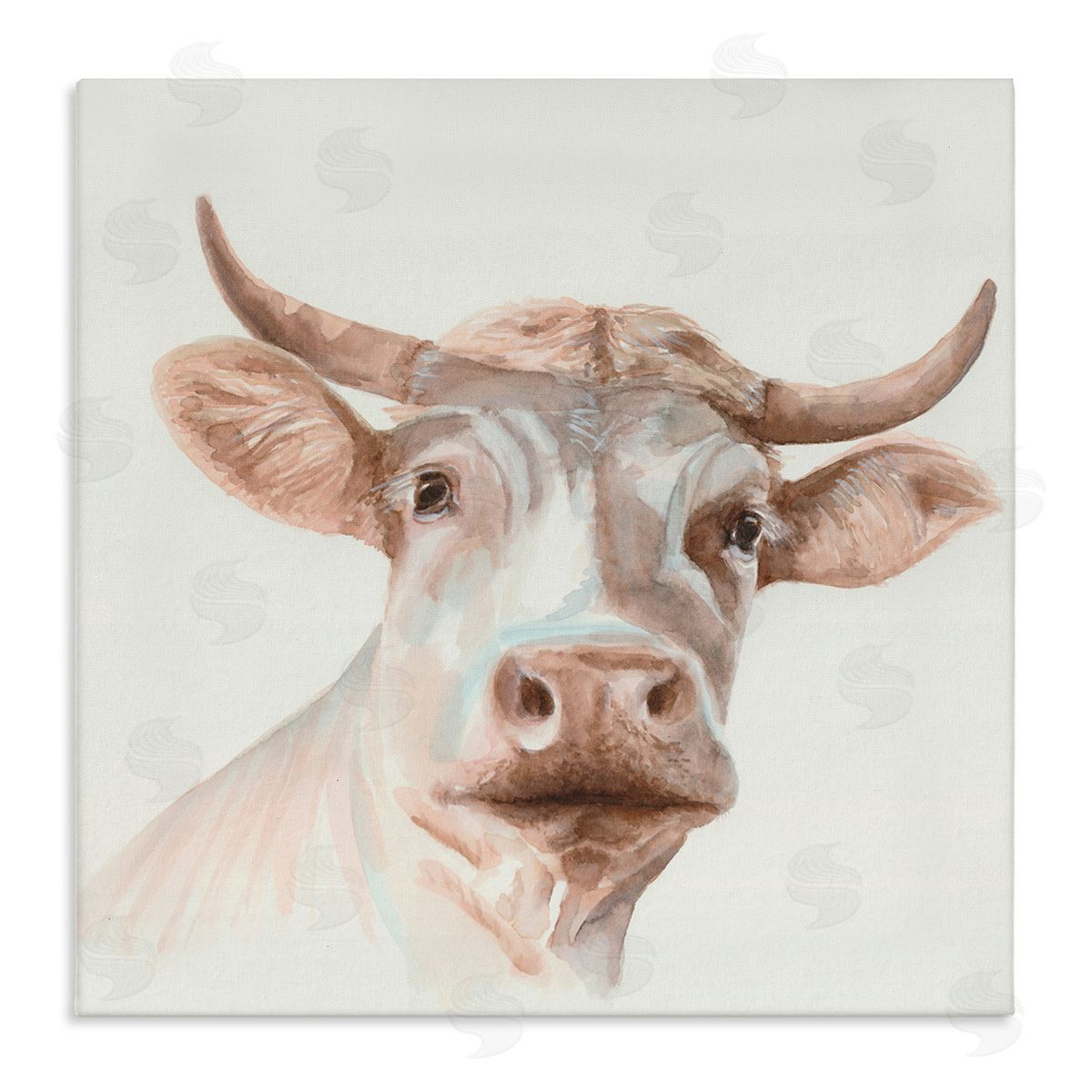 Errico & Slyp Cream Beige Cow Canvas Wall Art Print