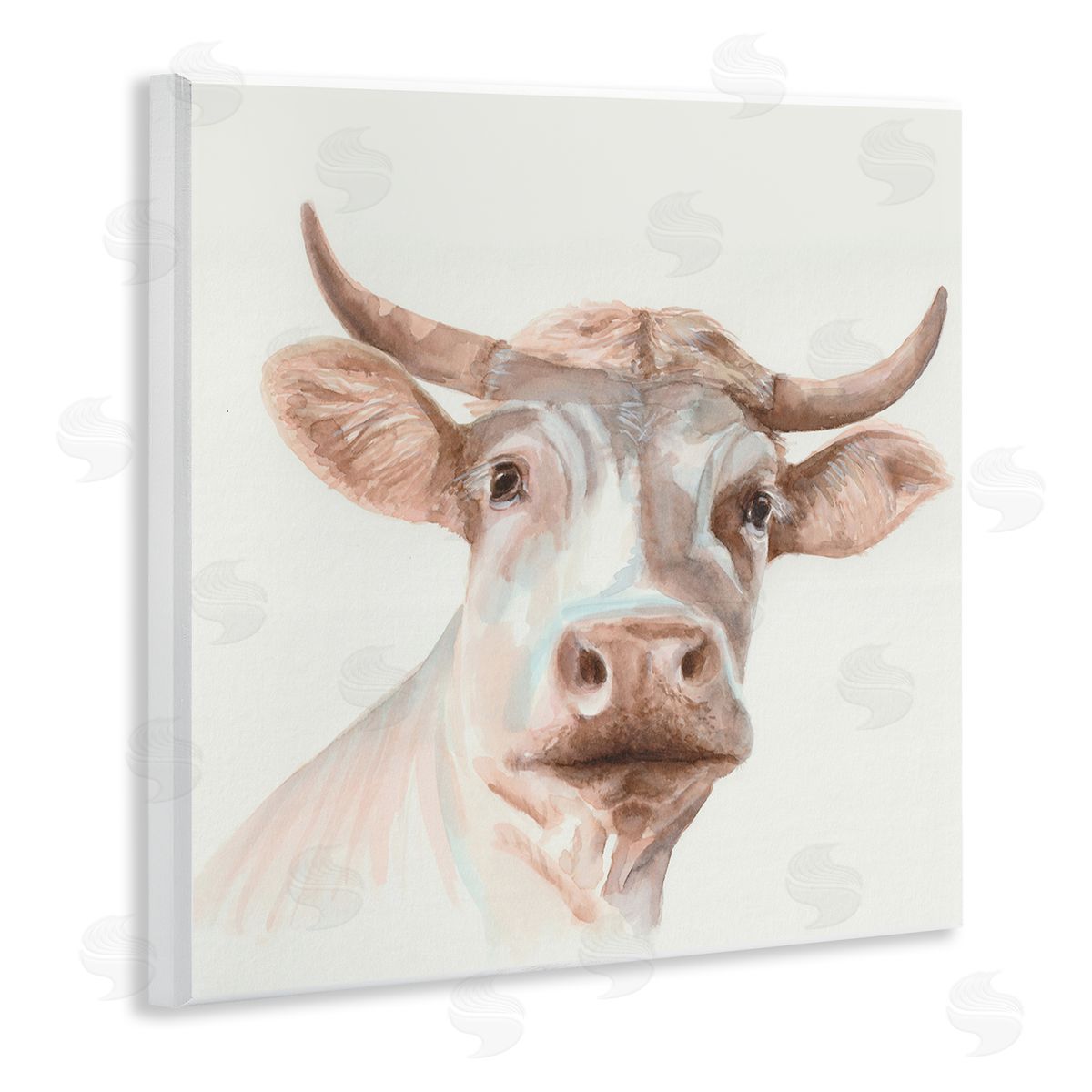 Errico & Slyp Cream Beige Cow Wooden Wall Plaque Art Print
