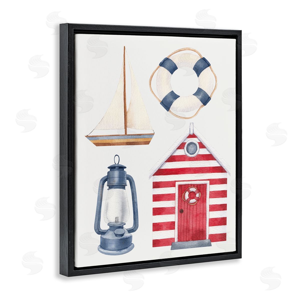Brooke Pajkurich Maritime Beach Items Black Floating Frame Canvas Wall Art Print