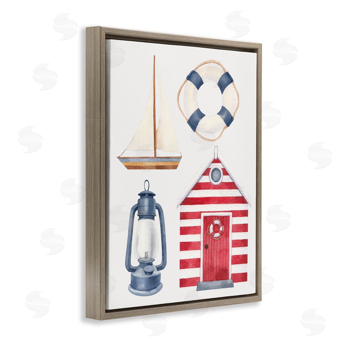 Brooke Pajkurich Maritime Beach Items Brown Floating Frame Canvas Wall Art Print