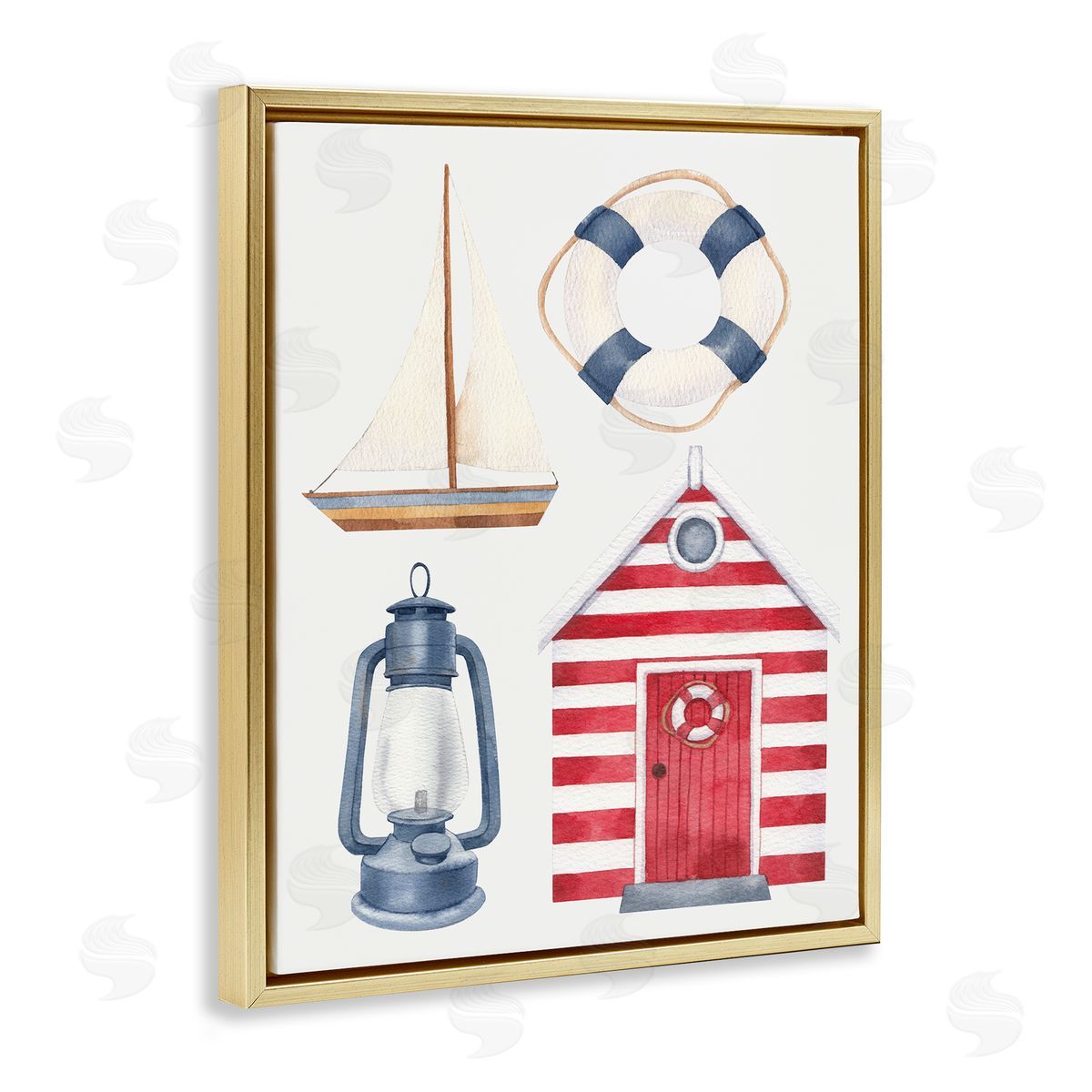 Brooke Pajkurich Maritime Beach Items Gold Floating Frame Canvas Wall Art Print