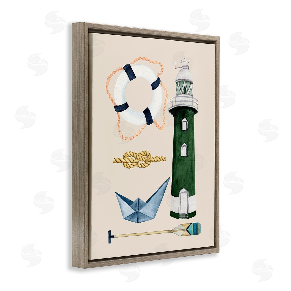 Brooke Pajkurich Maritime Nautical Items Brown Floating Frame Canvas Wall Art Print