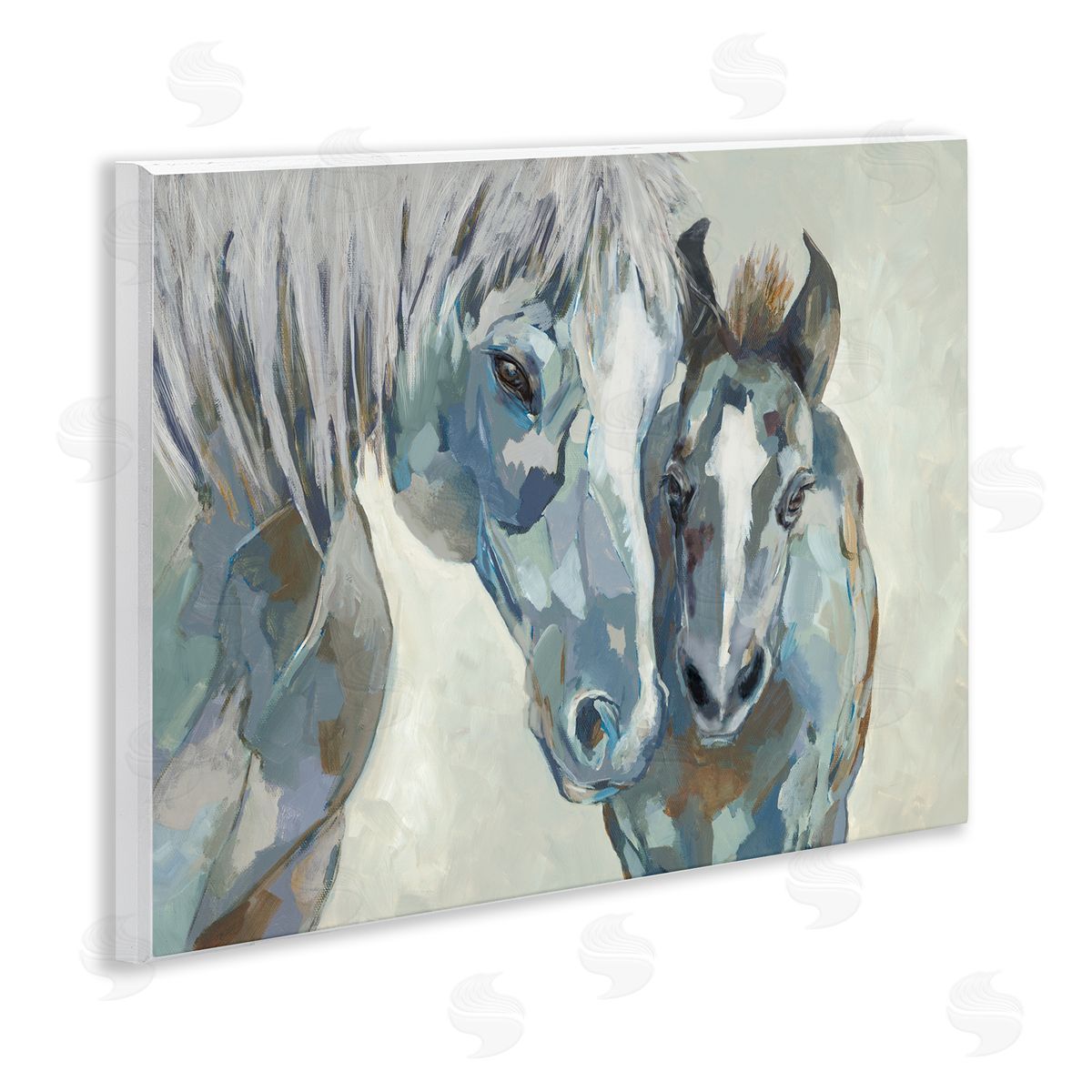 Jacob Q Grey Horse & Foal Wooden Wall Plaque Art Print