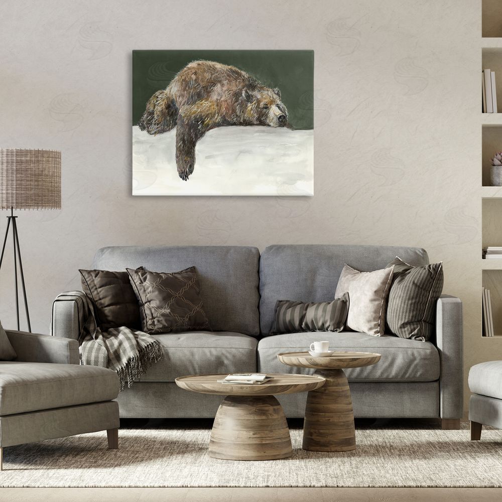 Jacob Q Sleepy Woodland Bear Canvas Wall Art Print in Room