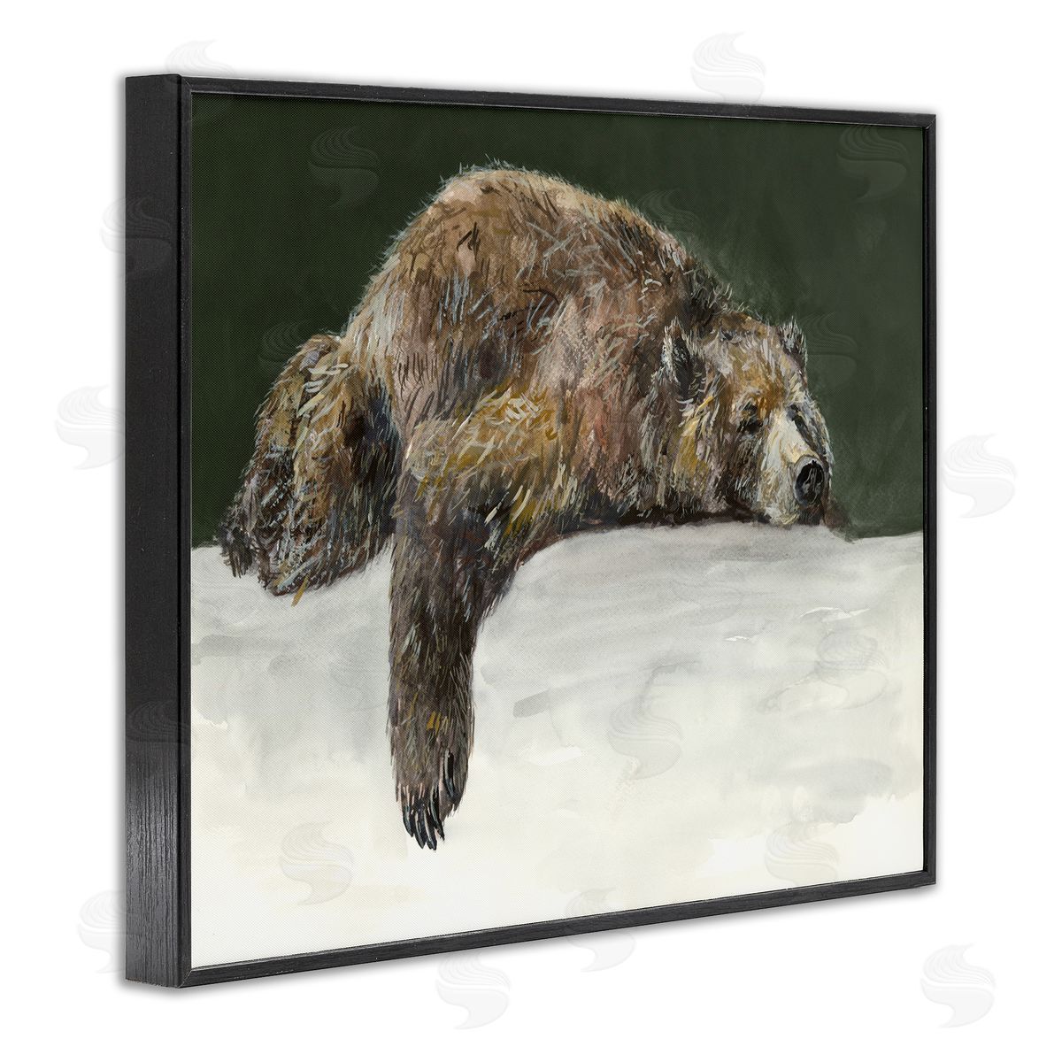 Jacob Q Sleepy Woodland Bear Black Framed Giclee Wall Art Print