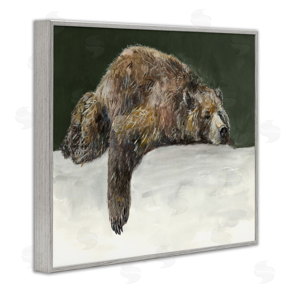 Jacob Q Sleepy Woodland Bear Gray Framed Giclee Wall Art Print