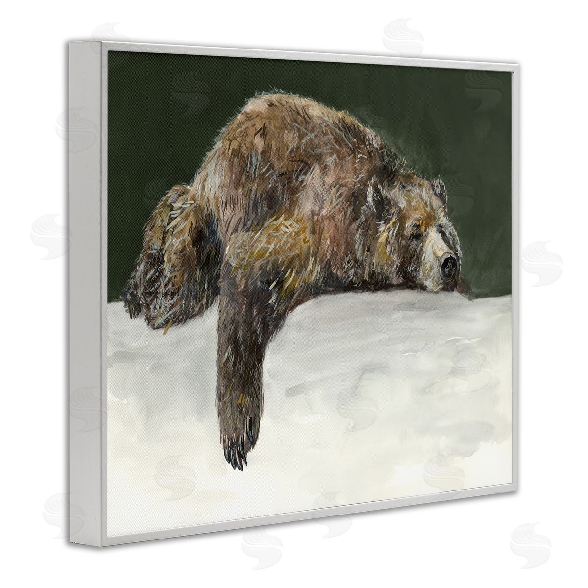 Jacob Q Sleepy Woodland Bear White Framed Giclee Wall Art Print