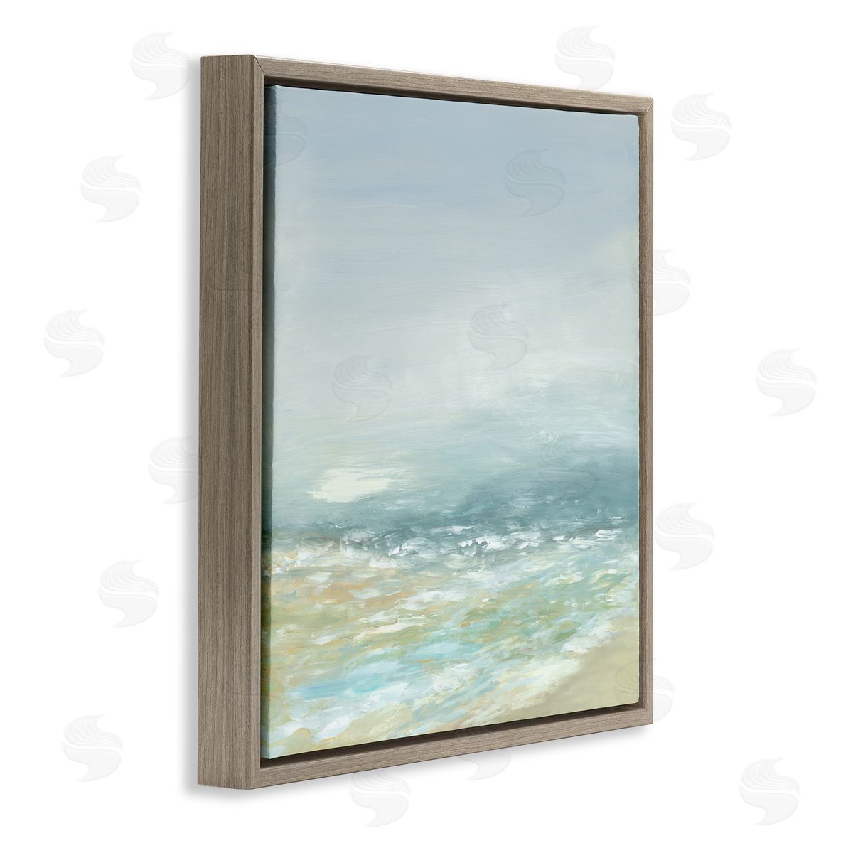 Jacob Q Energetic Beach Expression Brown Floating Frame Canvas Wall Art Print