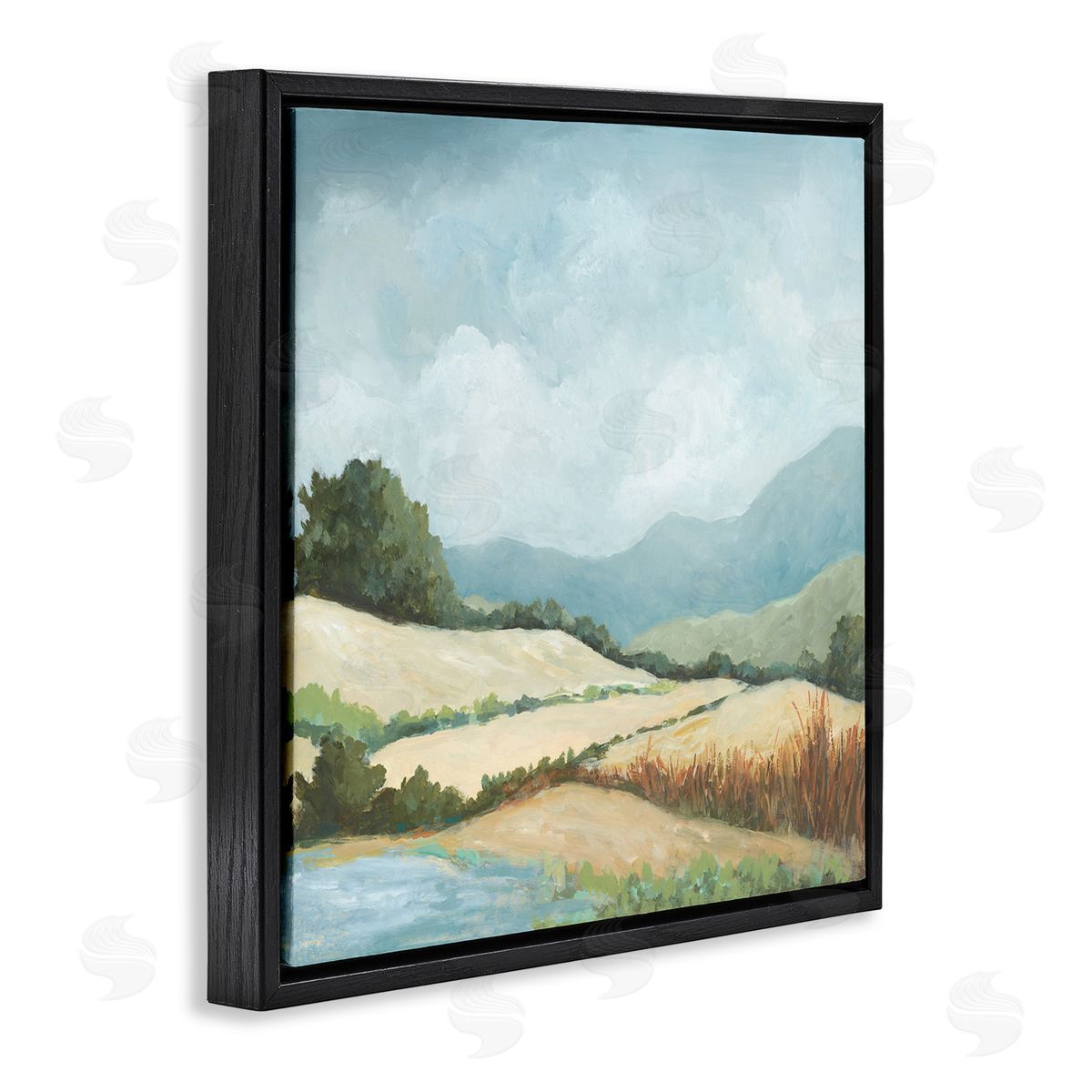 Jacob Q Scenic Rural Hills Black Floating Frame Canvas Wall Art Print