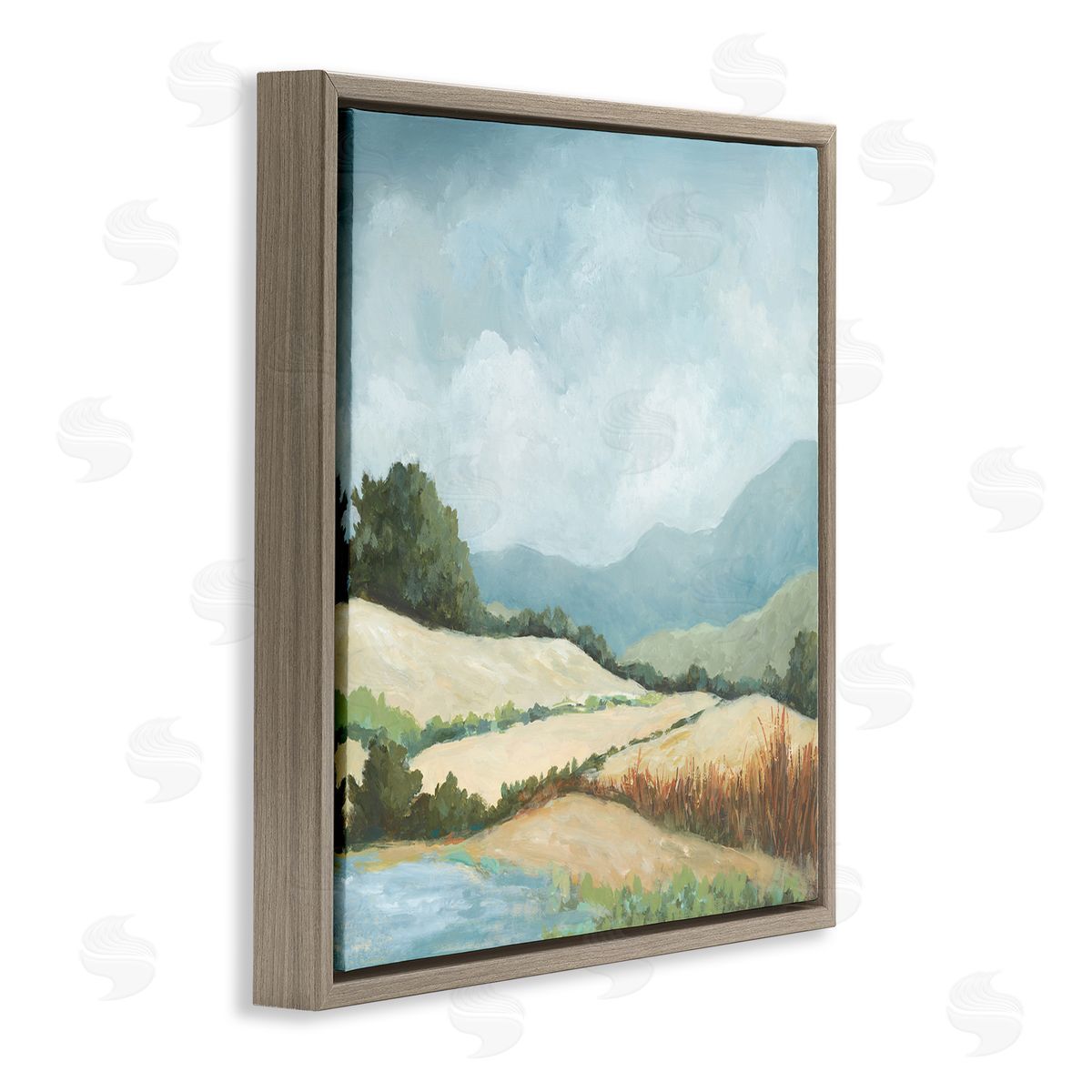 Jacob Q Scenic Rural Hills Brown Floating Frame Canvas Wall Art Print