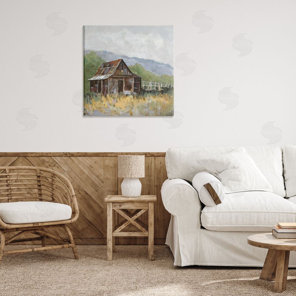 Jacob Q Rustic Rural Lodge Canvas Wall Art Print in Room