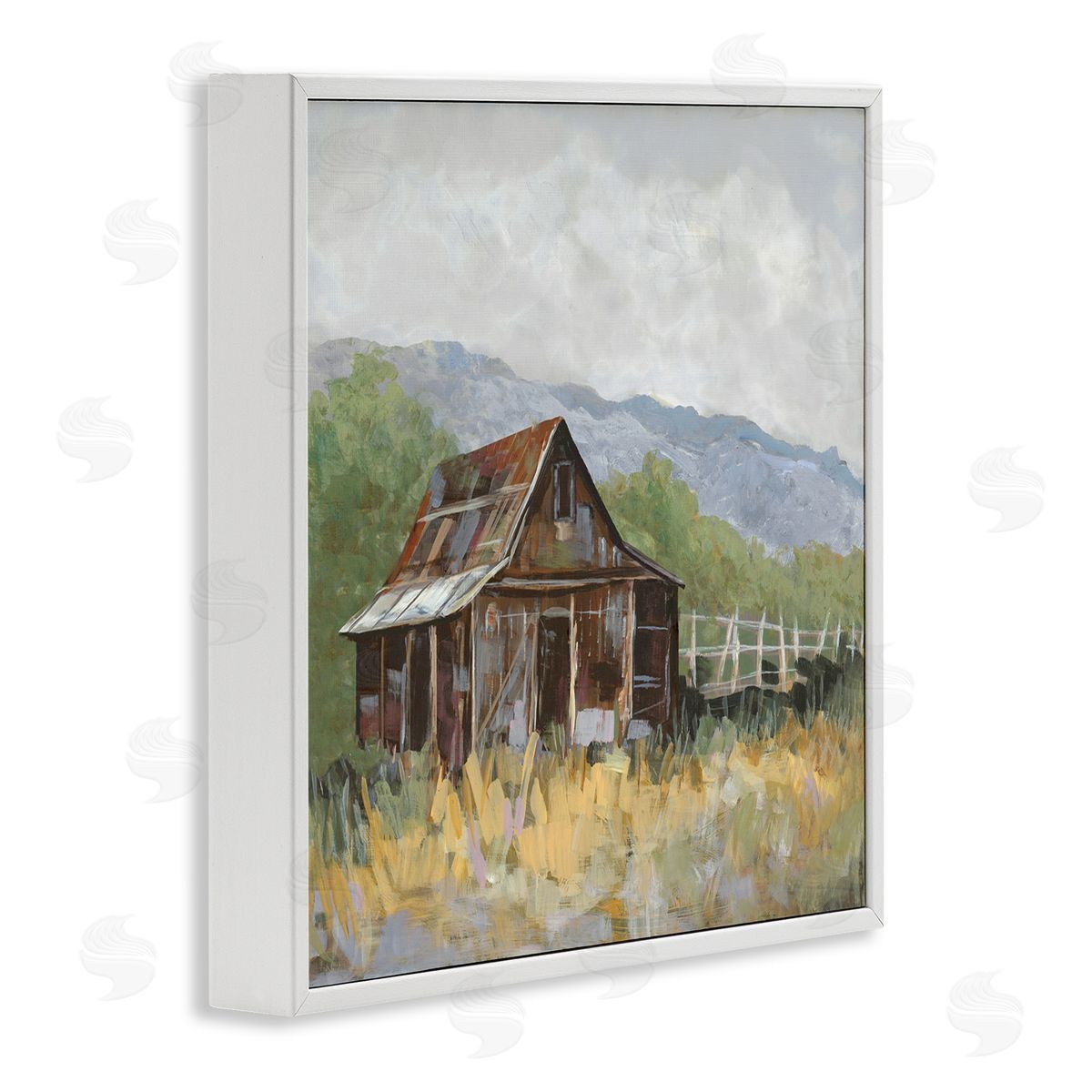 Jacob Q Rustic Rural Lodge White Framed Giclee Wall Art Print