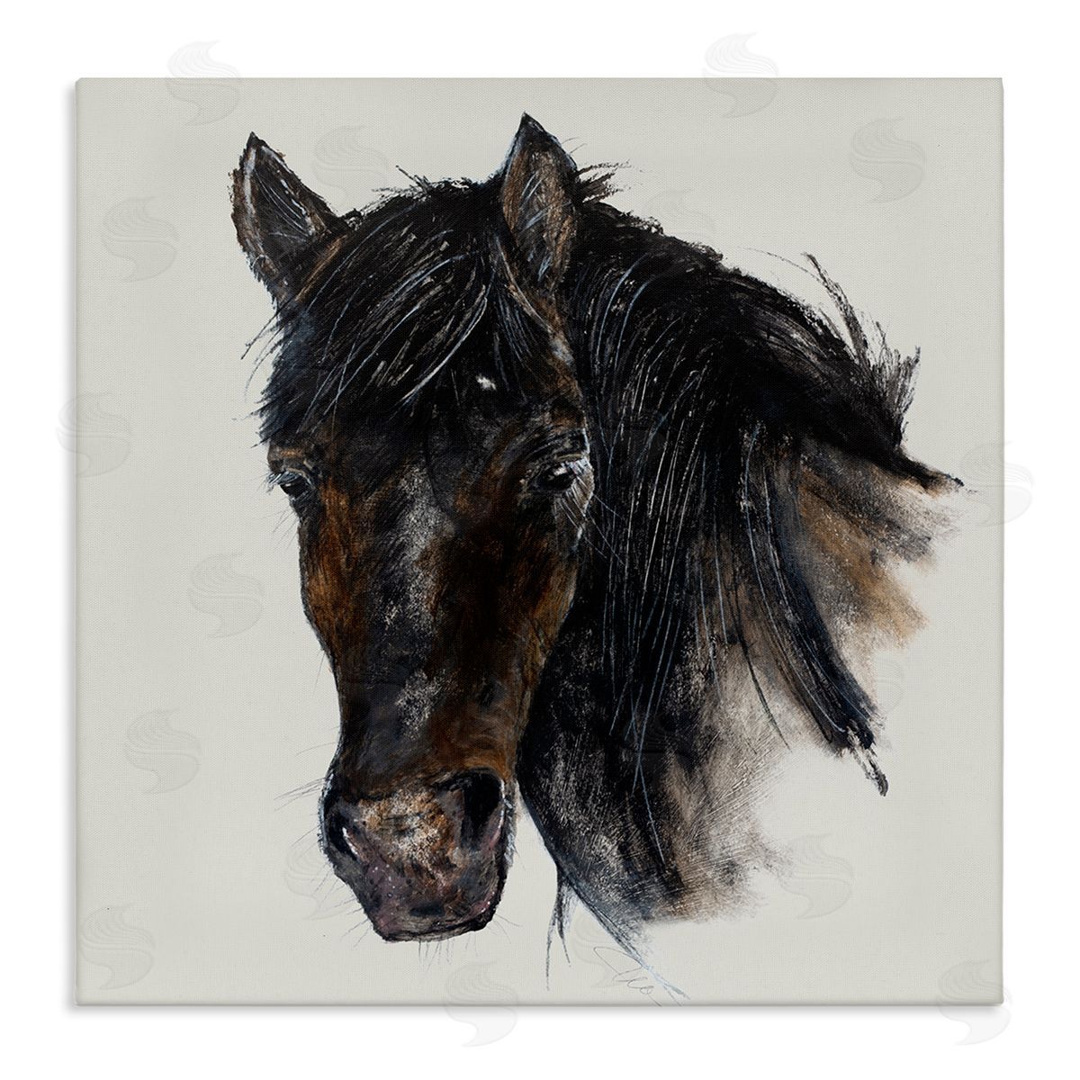 Filippo Ioco Paint Stroke Black Horse Canvas Wall Art Print