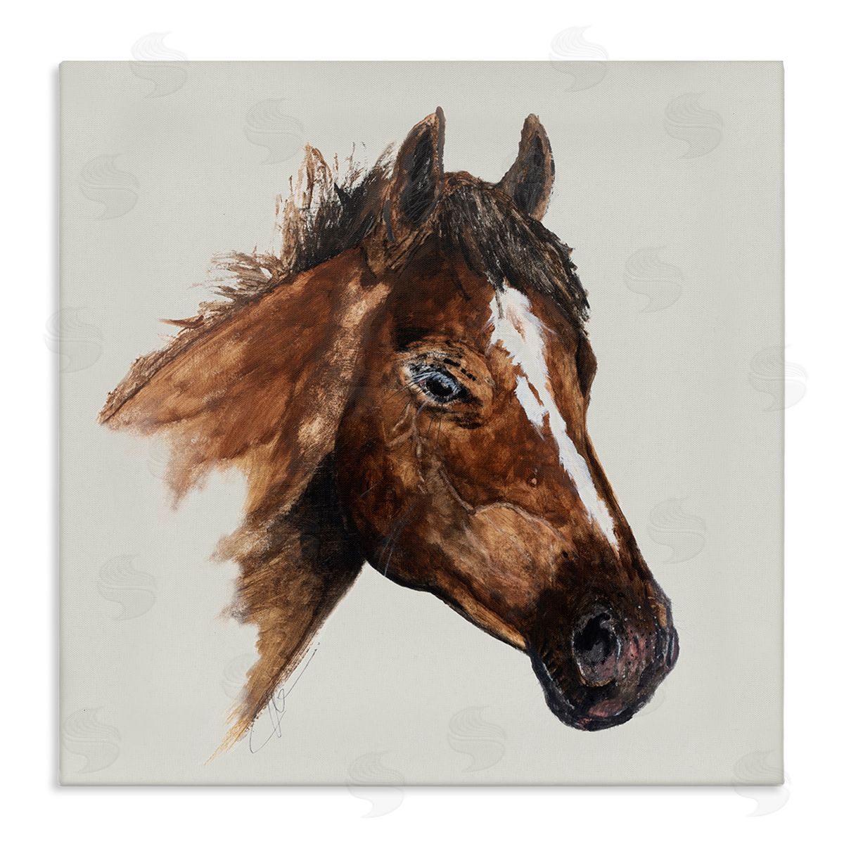 Filippo Ioco Detailed Brown Horse Canvas Wall Art Print