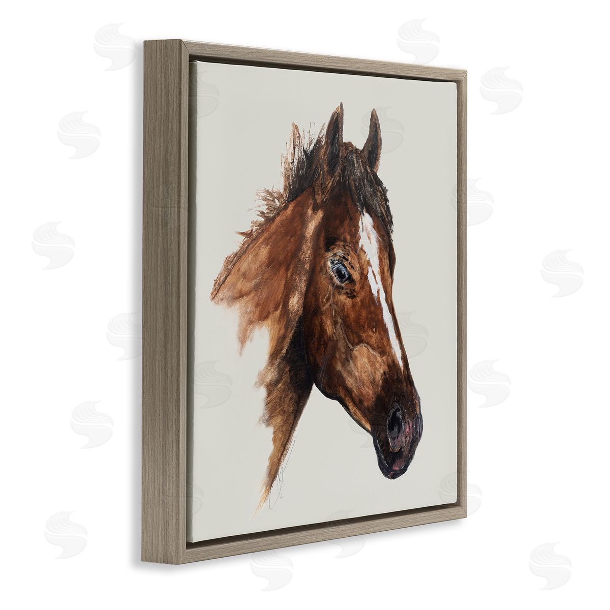 Filippo Ioco Detailed Brown Horse Brown Floating Frame Canvas Wall Art Print