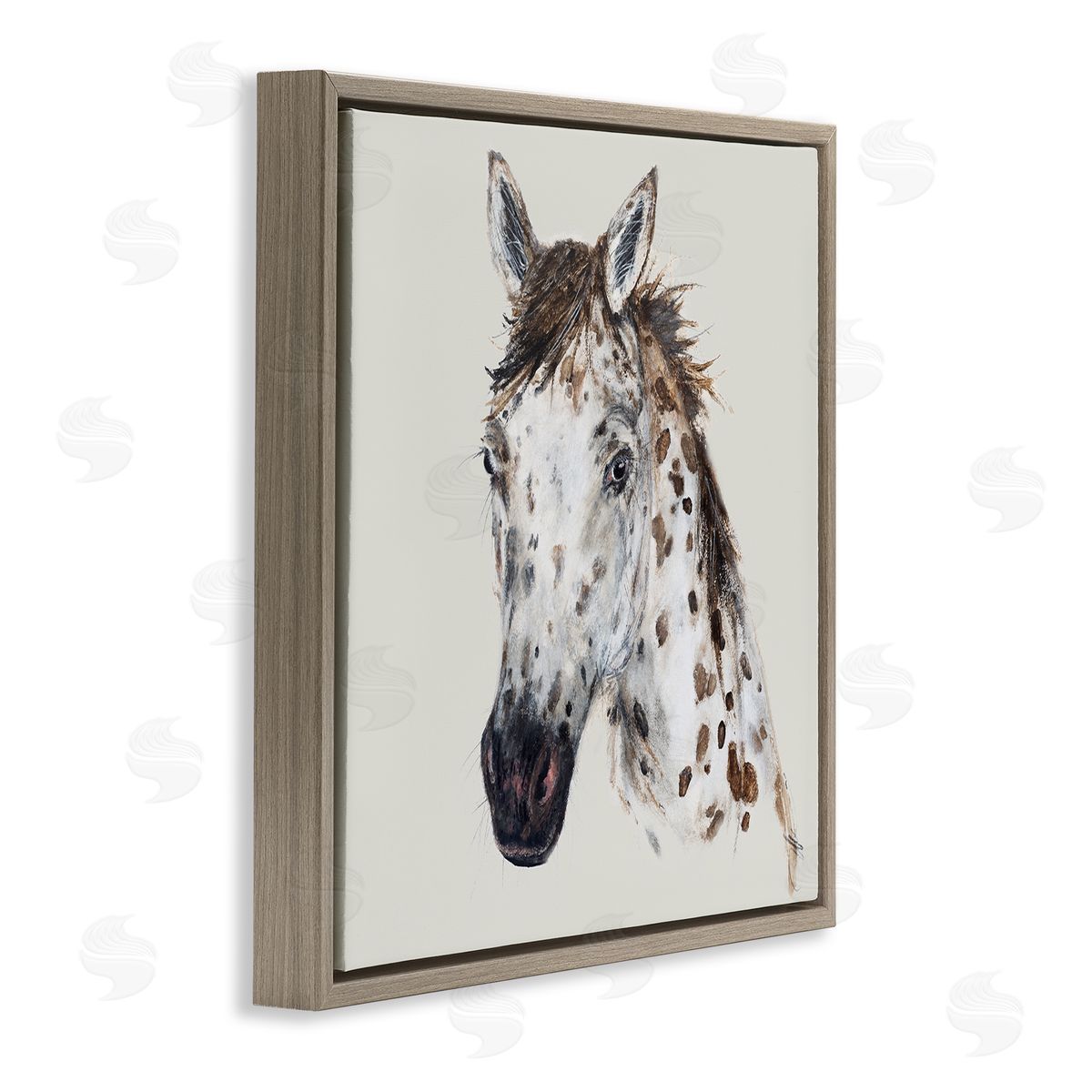 Filippo Ioco Charming Spotted Horse Brown Floating Frame Canvas Wall Art Print