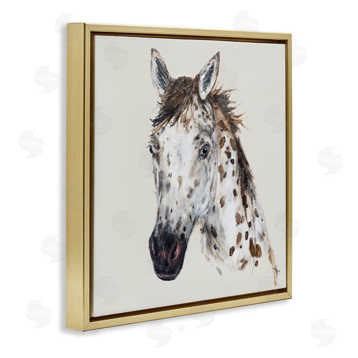 Filippo Ioco Charming Spotted Horse Gold Floating Frame Canvas Wall Art Print
