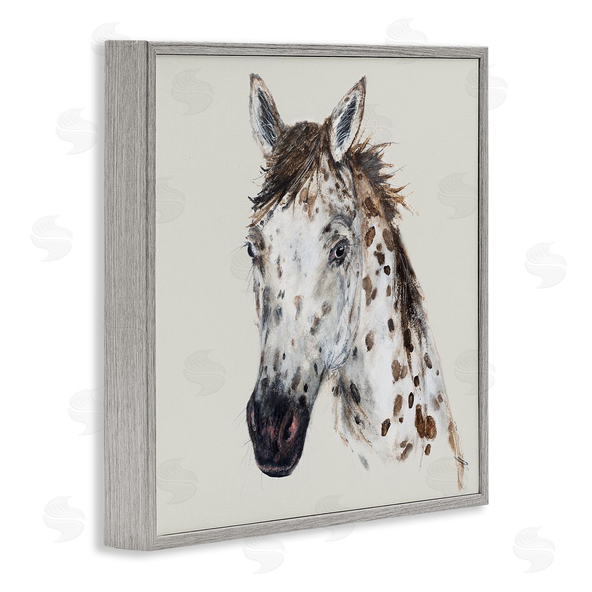 Filippo Ioco Charming Spotted Horse Gray Framed Giclee Wall Art Print