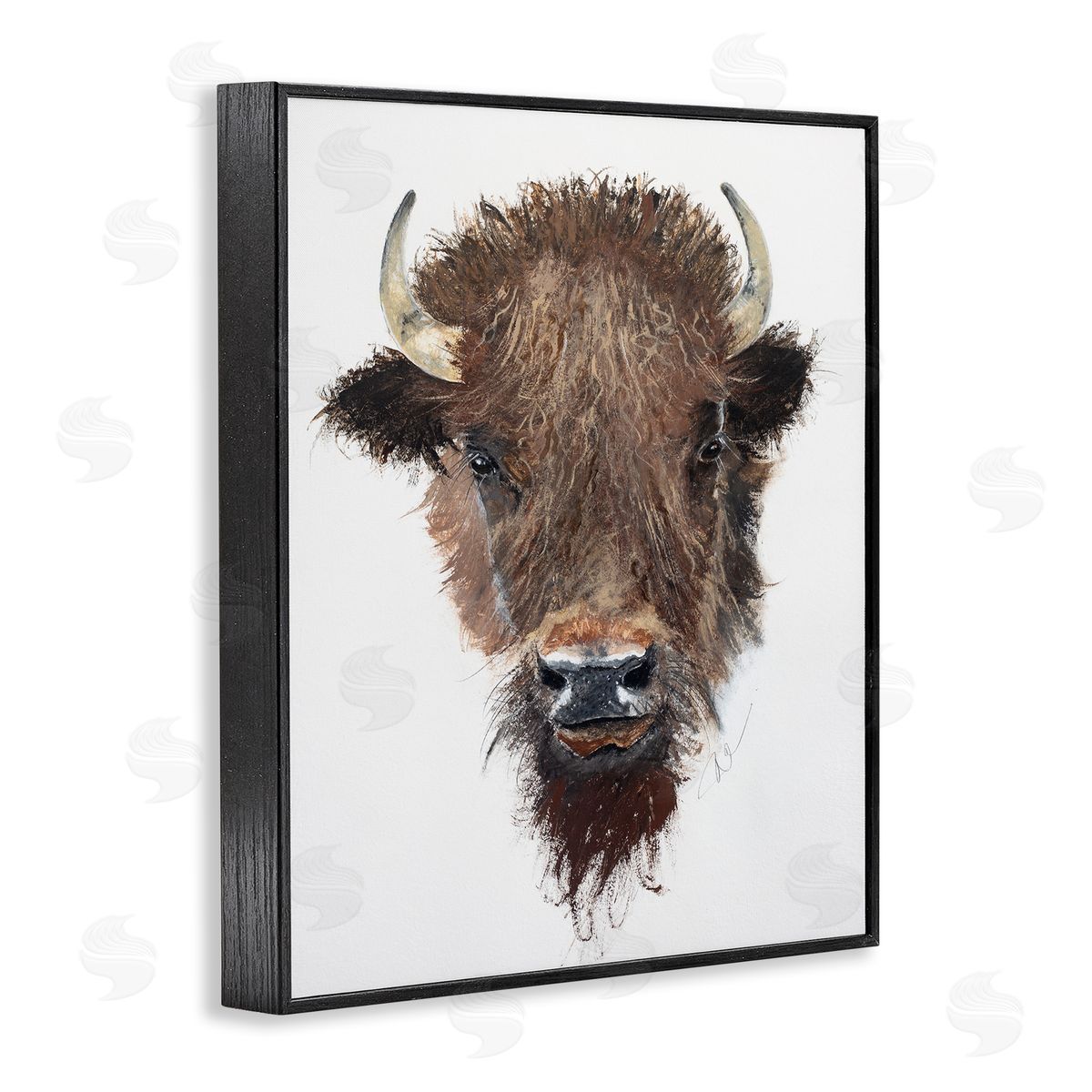 Filippo Ioco Western Bison Visage Black Framed Giclee Wall Art Print