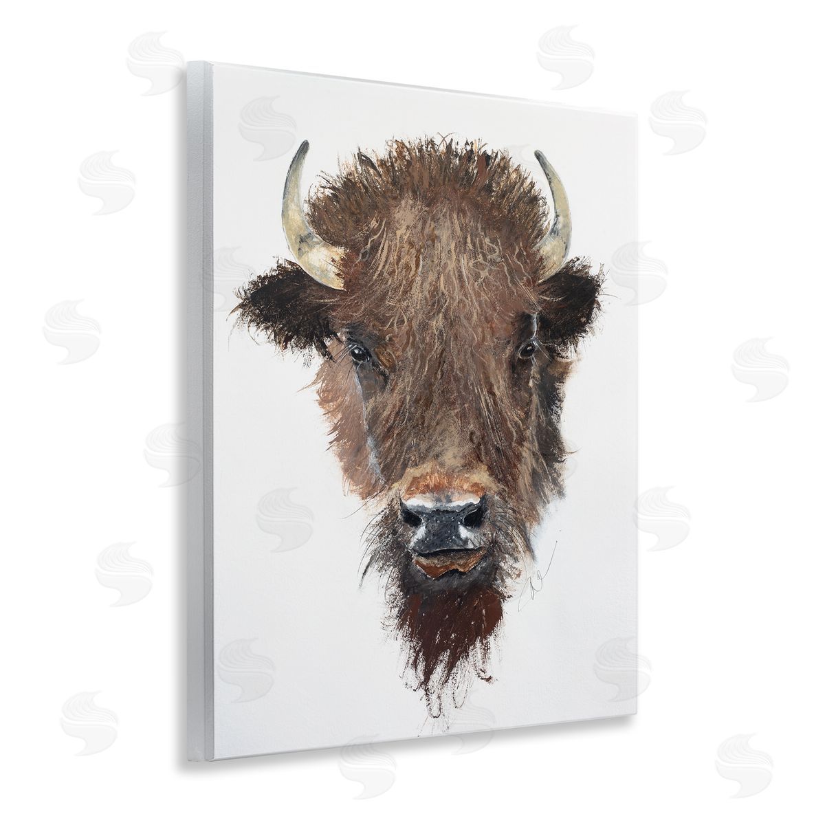Filippo Ioco Western Bison Visage Wooden Wall Plaque Art Print