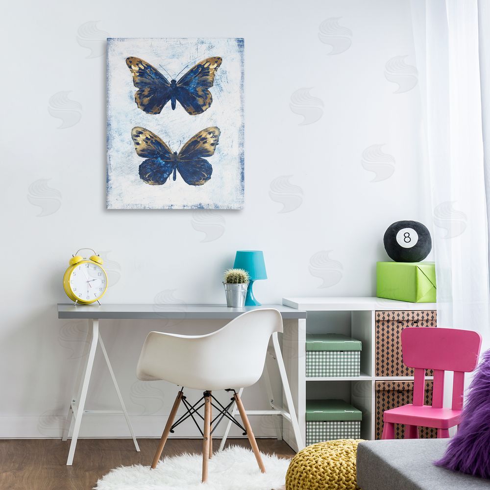 Filippo Ioco Gold & Blue Butterfly Canvas Wall Art Print in Room