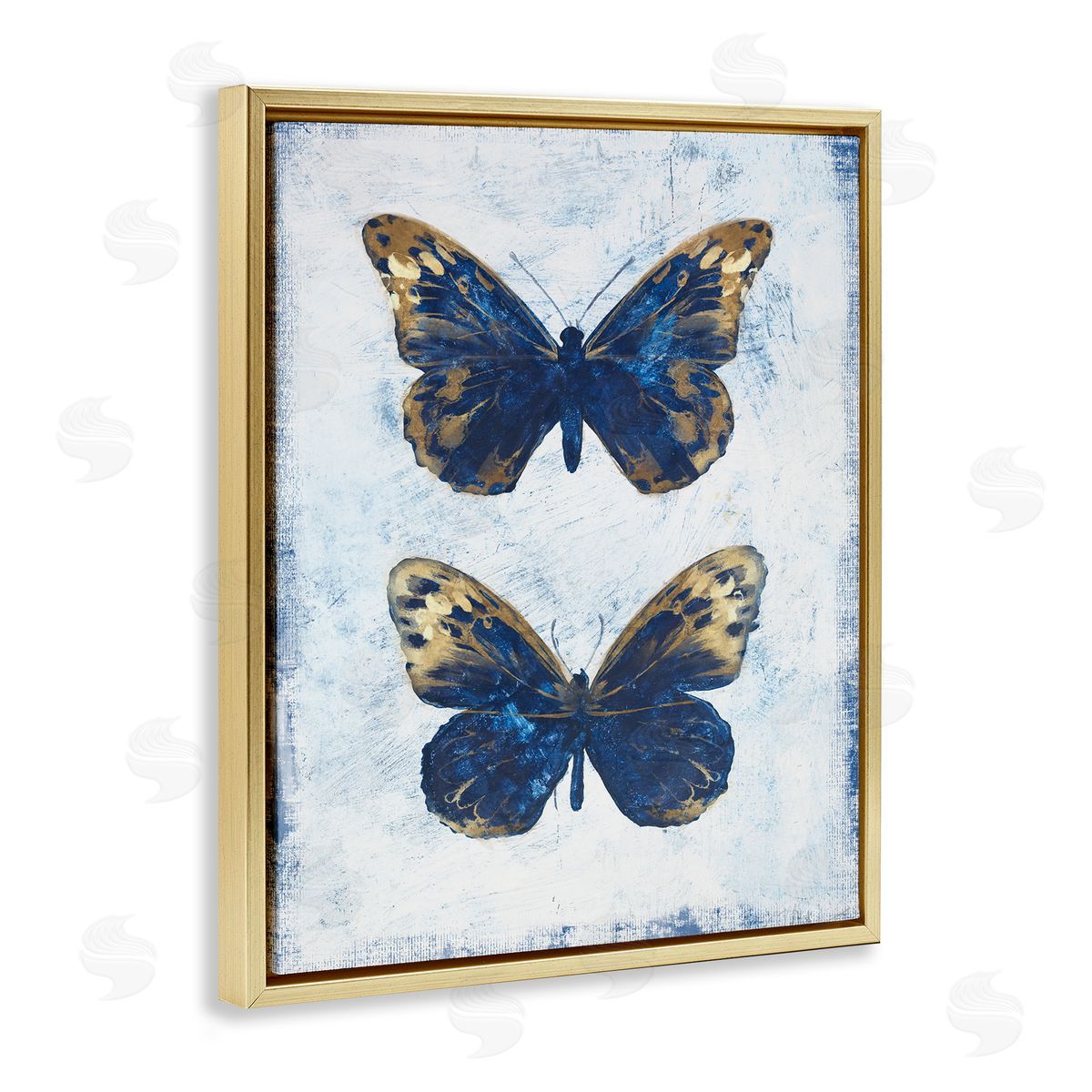 Filippo Ioco Gold & Blue Butterfly Gold Floating Frame Canvas Wall Art Print