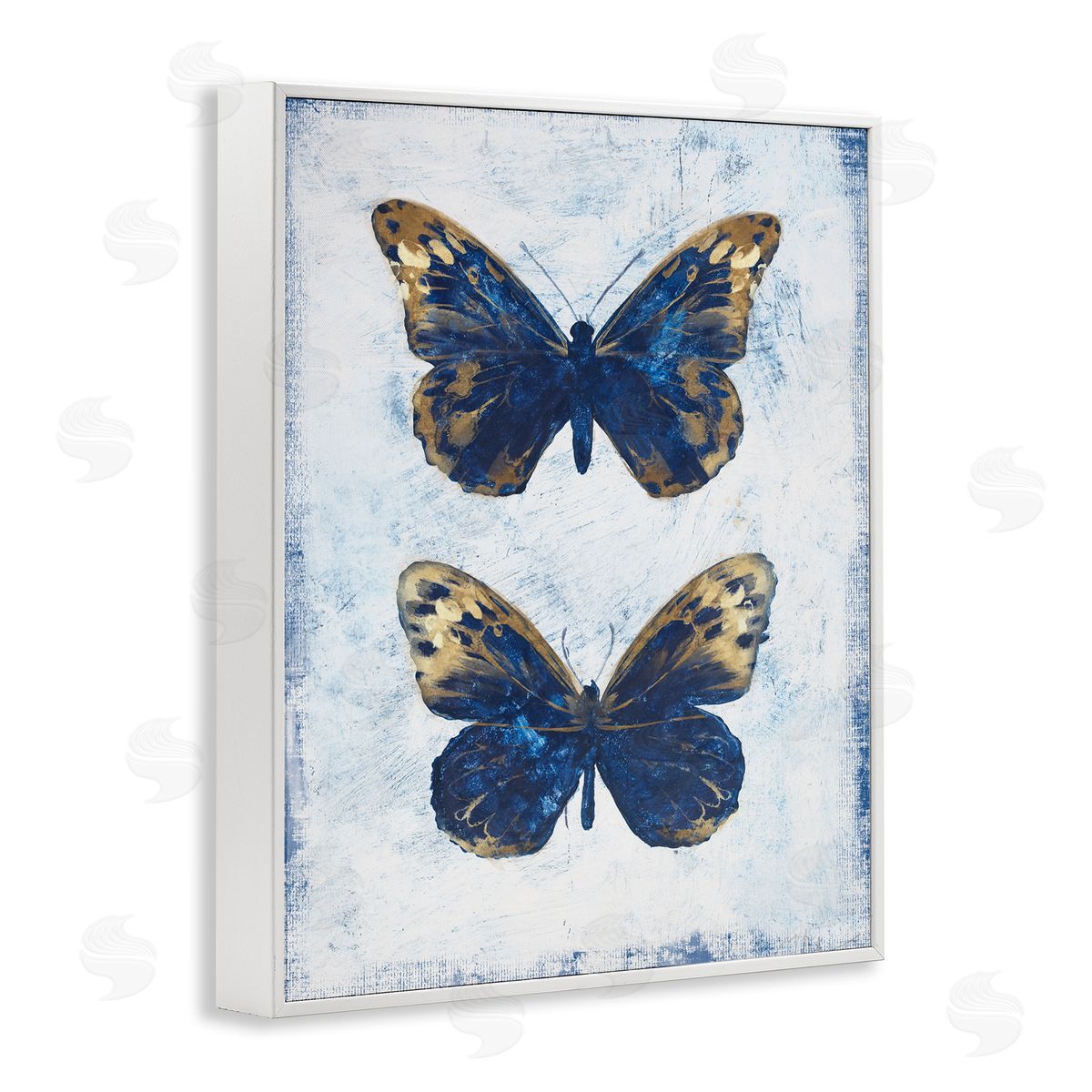 Filippo Ioco Gold & Blue Butterfly White Framed Giclee Wall Art Print