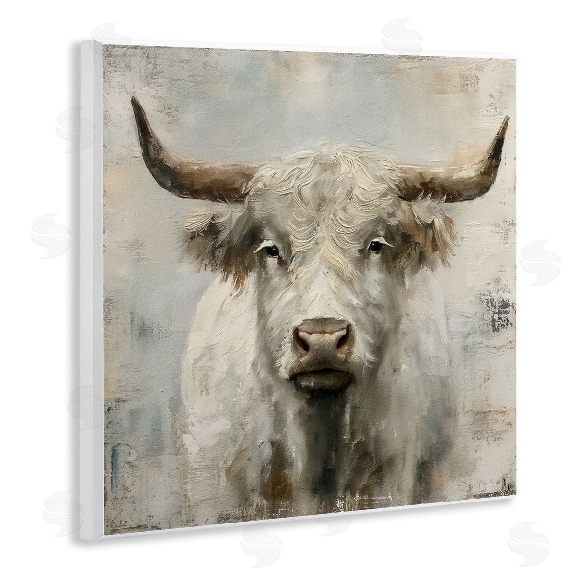 Steve Hunziker Fluffy Longhorn Cattle Wooden Wall Plaque Art Print