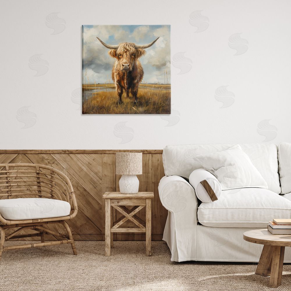 Steve Hunziker Cattle on Scenic Farm Canvas Wall Art Print in Room
