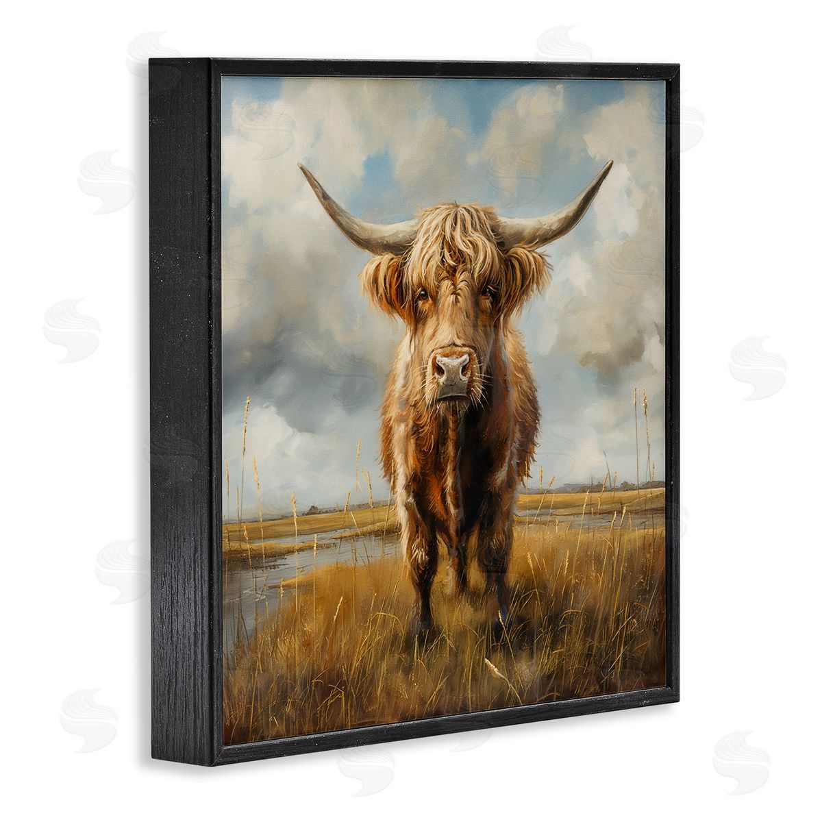 Steve Hunziker Cattle on Scenic Farm Black Framed Giclee Wall Art Print