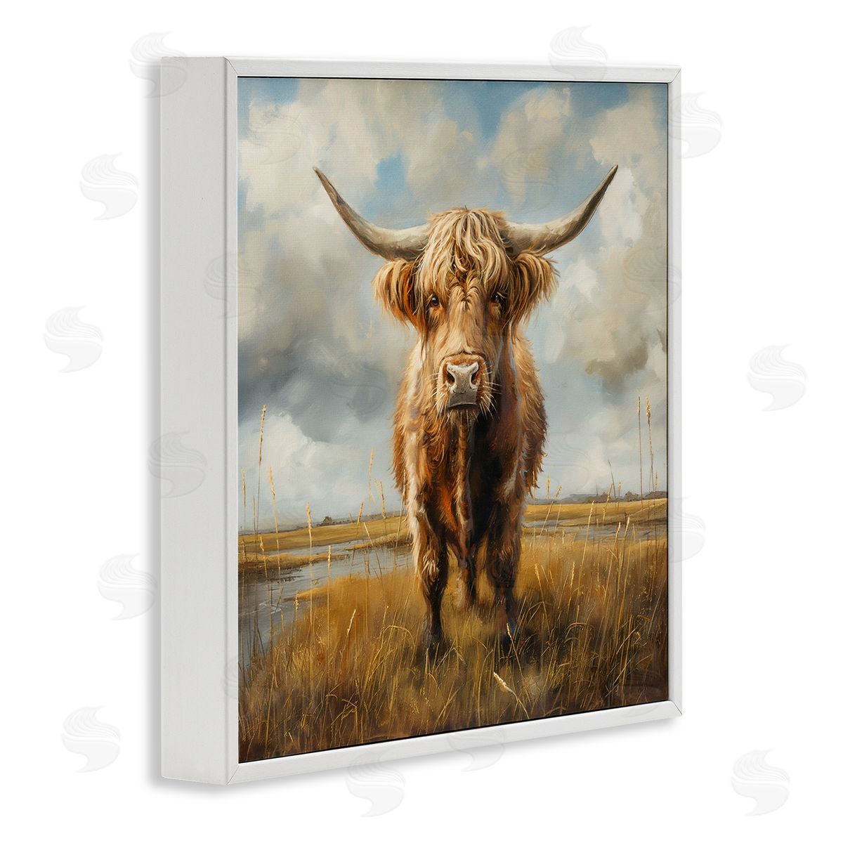 Steve Hunziker Cattle on Scenic Farm White Framed Giclee Wall Art Print
